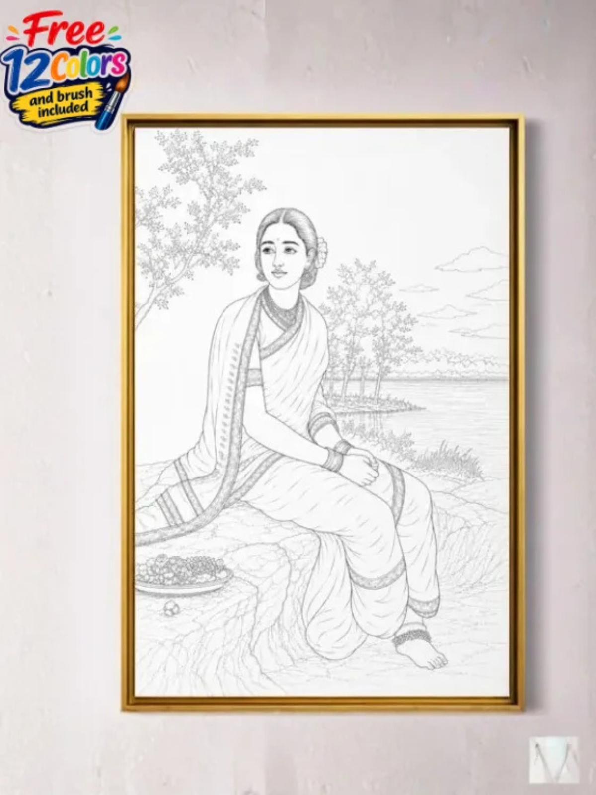 Radha in Moonlight by Raja Ravi Varma Canvas Kit