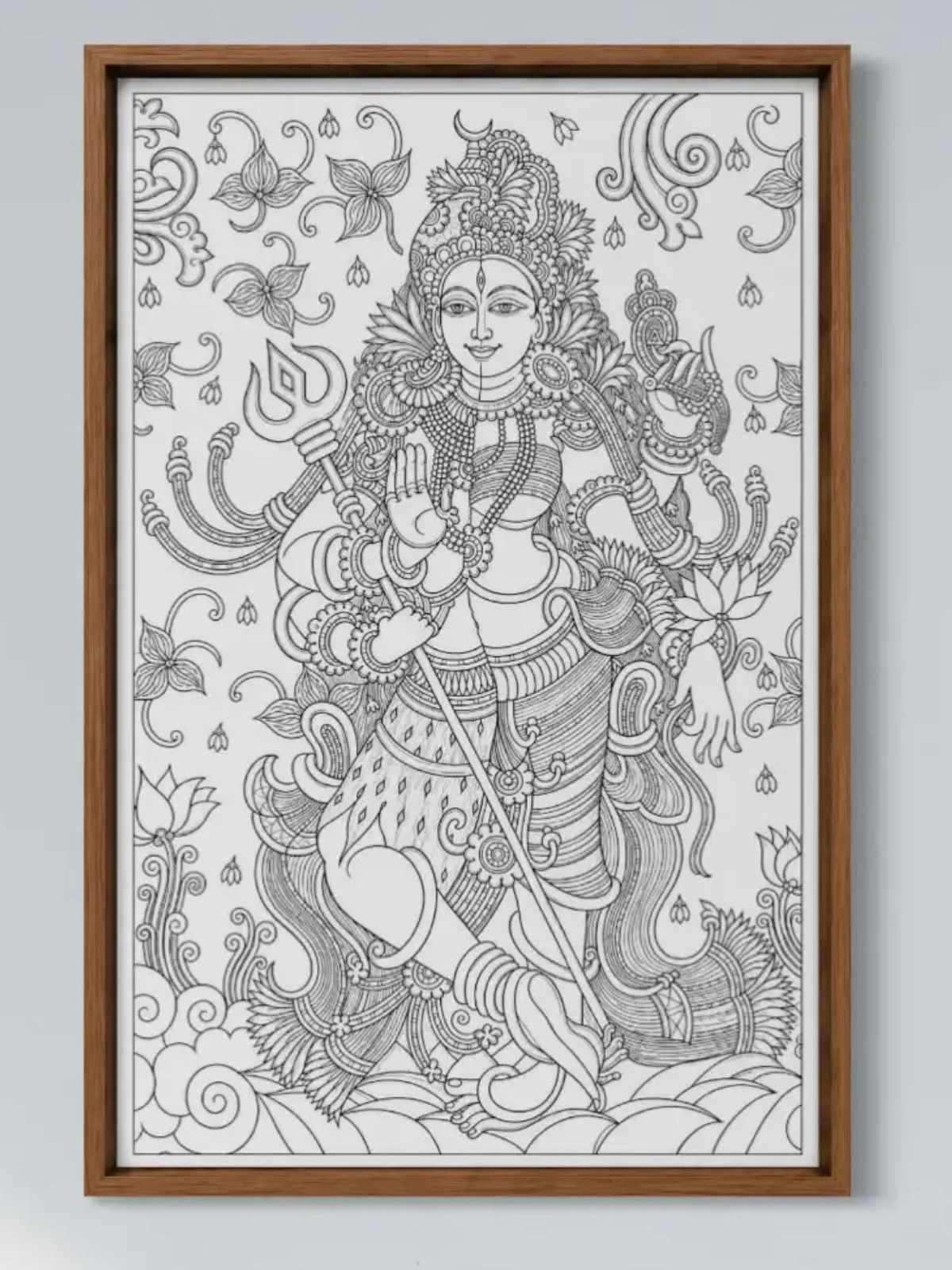 Ardhanarishvara Kerala Mural Pre-Drawn Canvas Kit