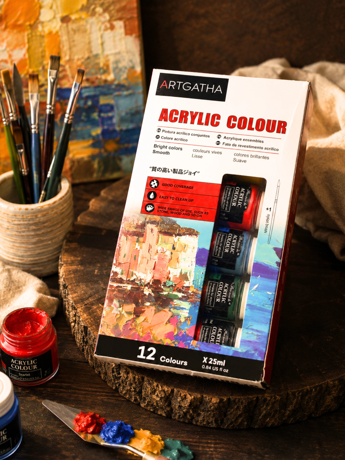 Professional Acrylic Paint Set (12 Colors)