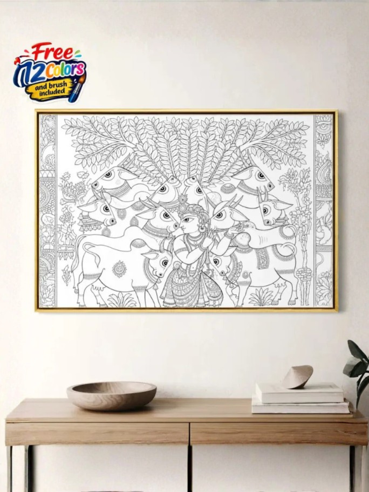 Krishna with Sacred Cows Pichwai Canvas Kit