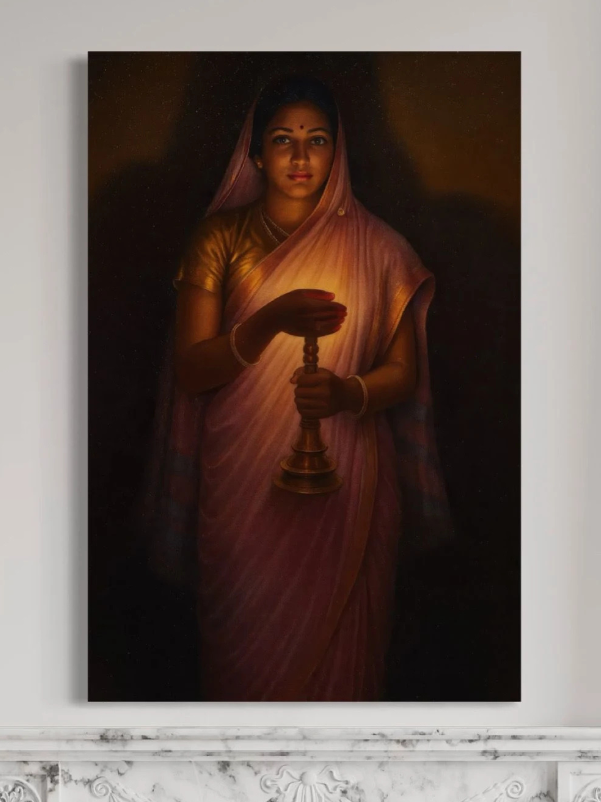 Lady with the Lamp by Raja Ravi Varma Canvas Kit