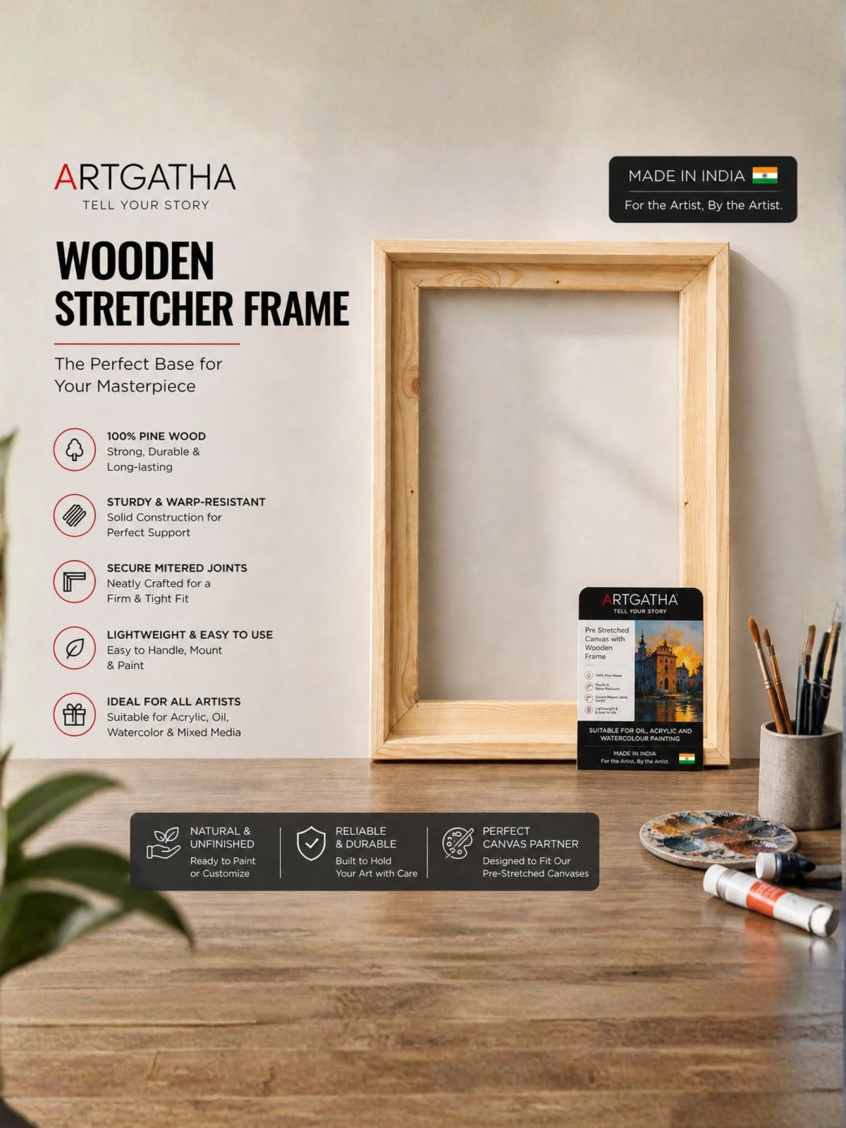 Natural Pinewood Floating Frame