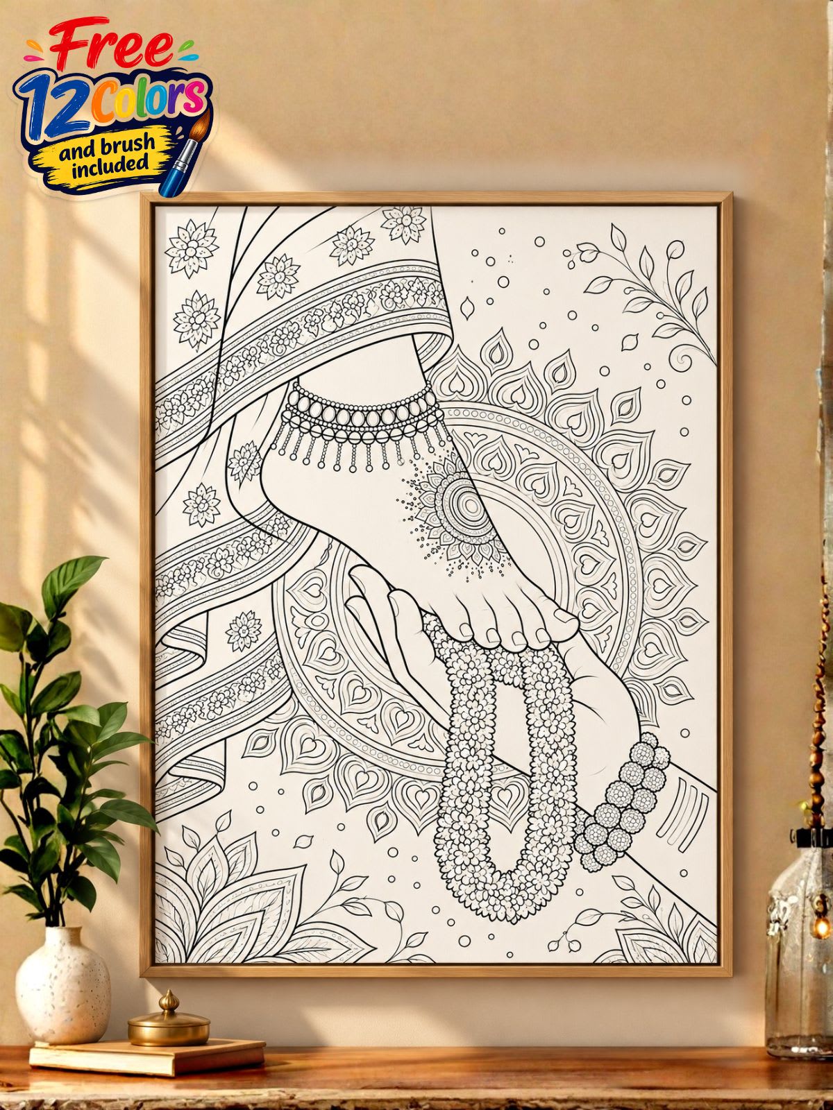Shiv Parvati Charan Paduka Indian Ethnic Canvas Kit