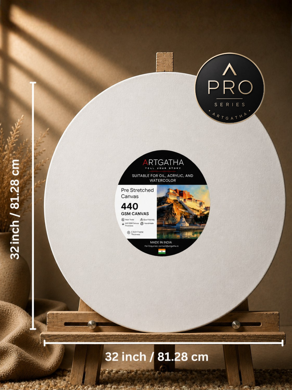 Pro Series Round Professional 440 GSM Pre-Stretched Canvas