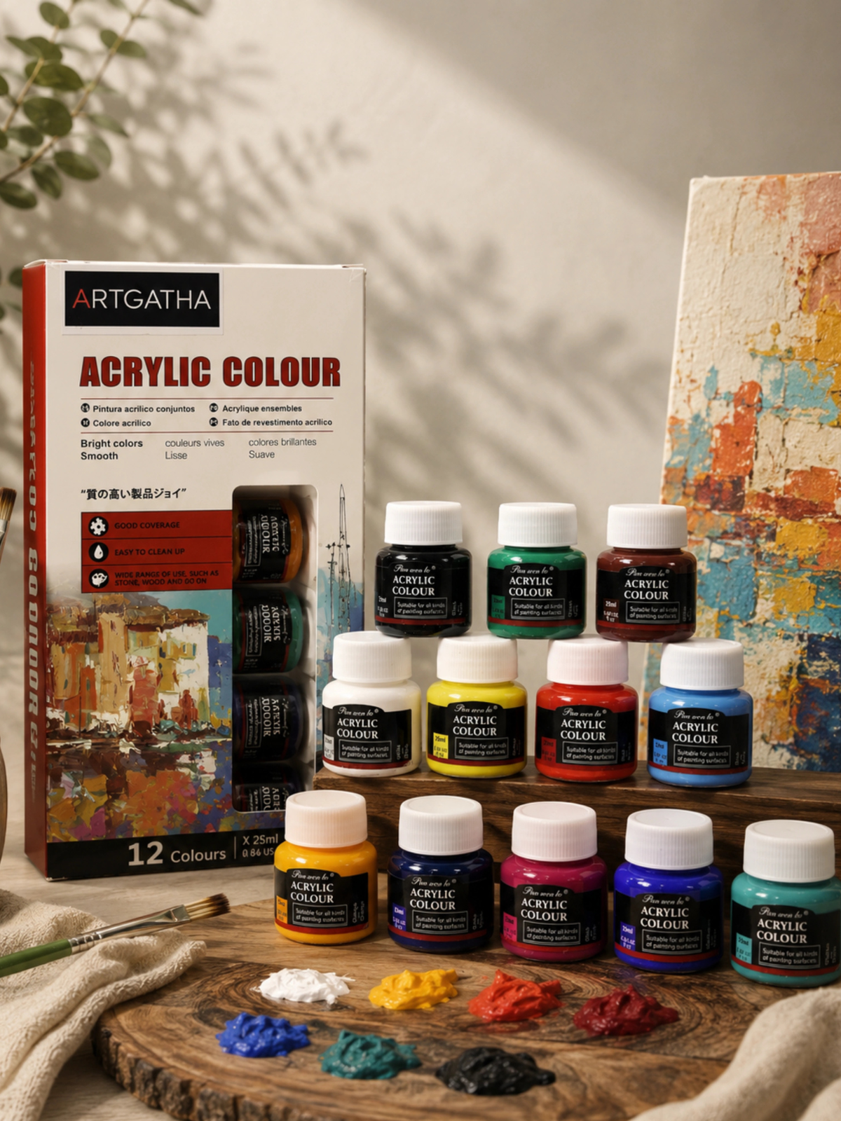 Professional Acrylic Paint Set (12 Colors)