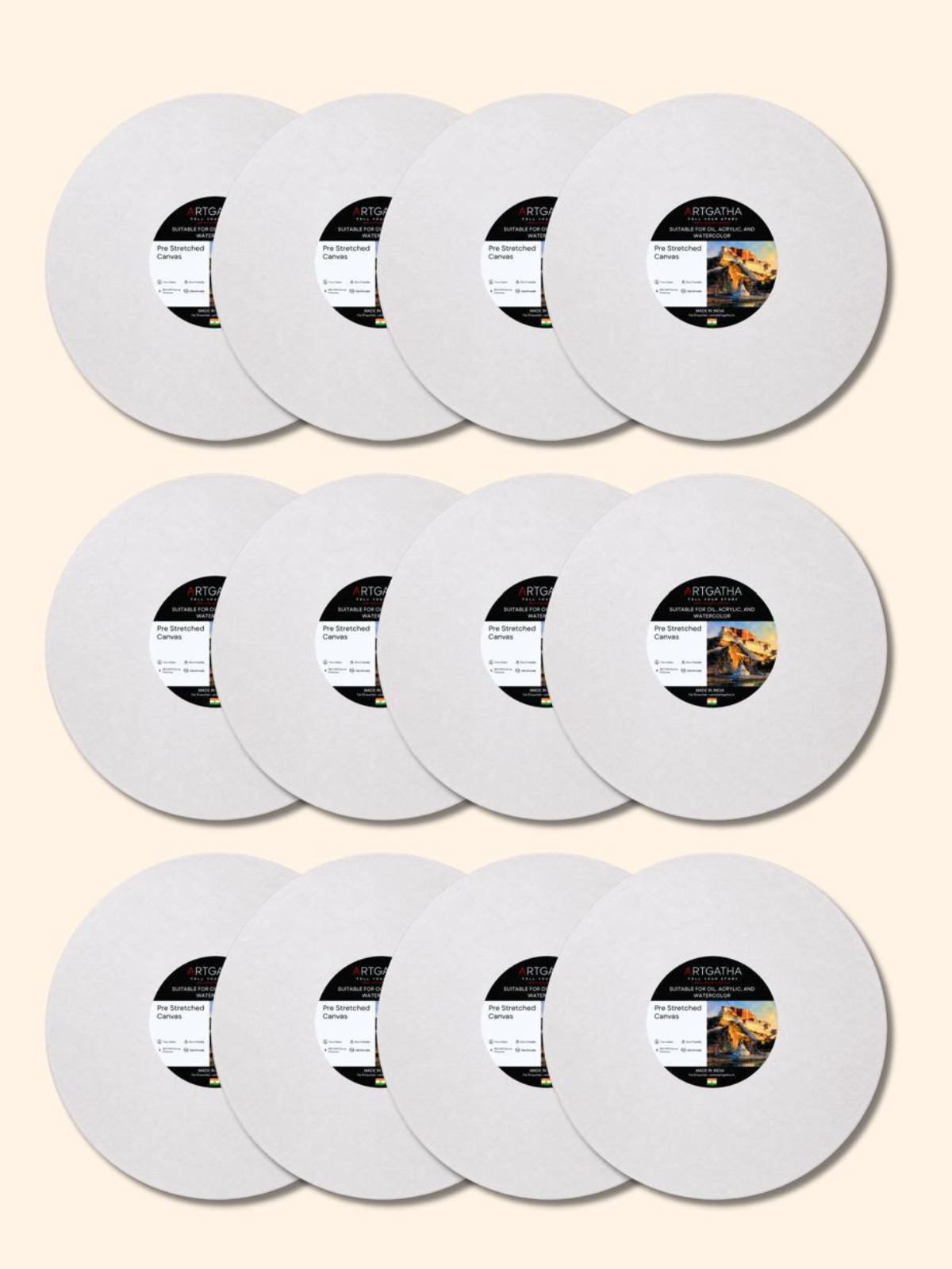 Round Professional 380 GSM Pre-Stretched Canvas
