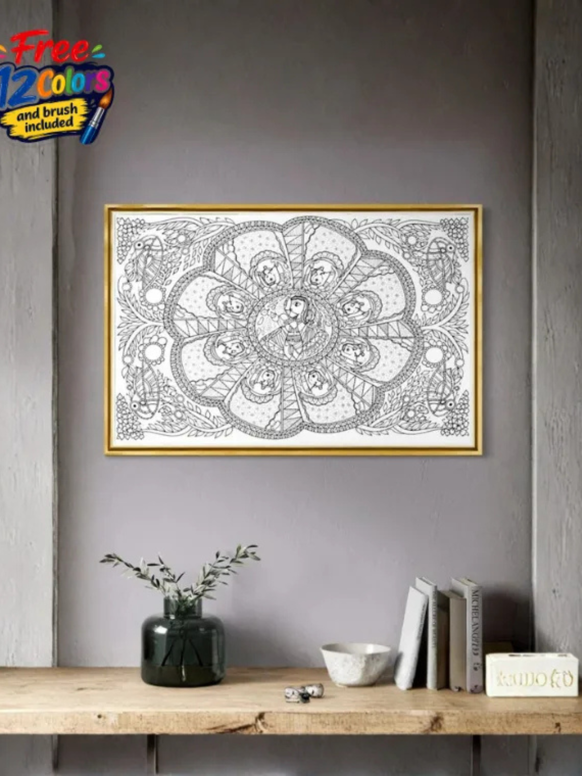 Krishna Leela Madhubani Canvas Kit