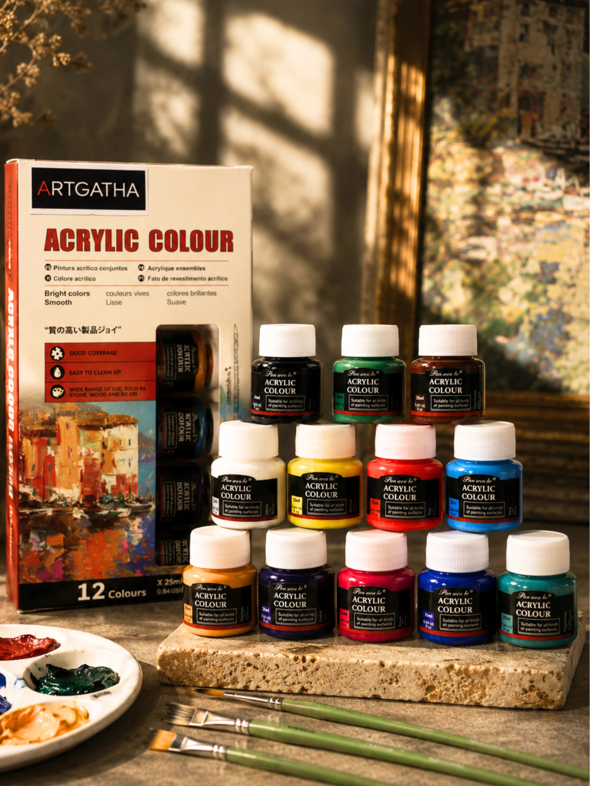 Professional Acrylic Paint Set (12 Colors)