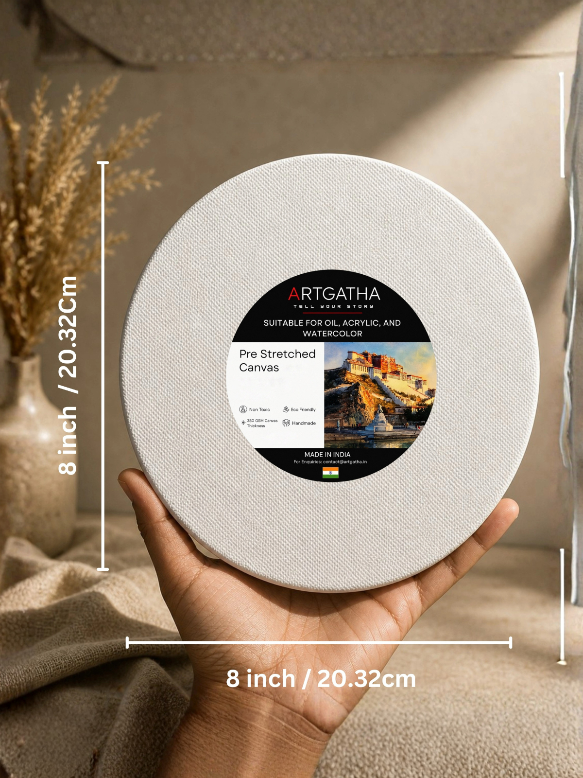 Round Professional 380 GSM Pre-Stretched Canvas