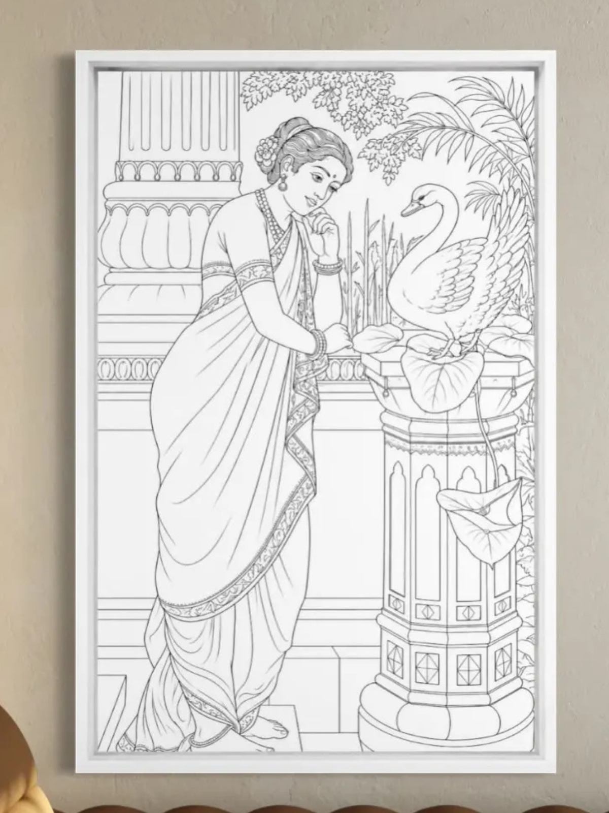 Hamsa Damayanthi by Raja Ravi Varma Canvas Kit