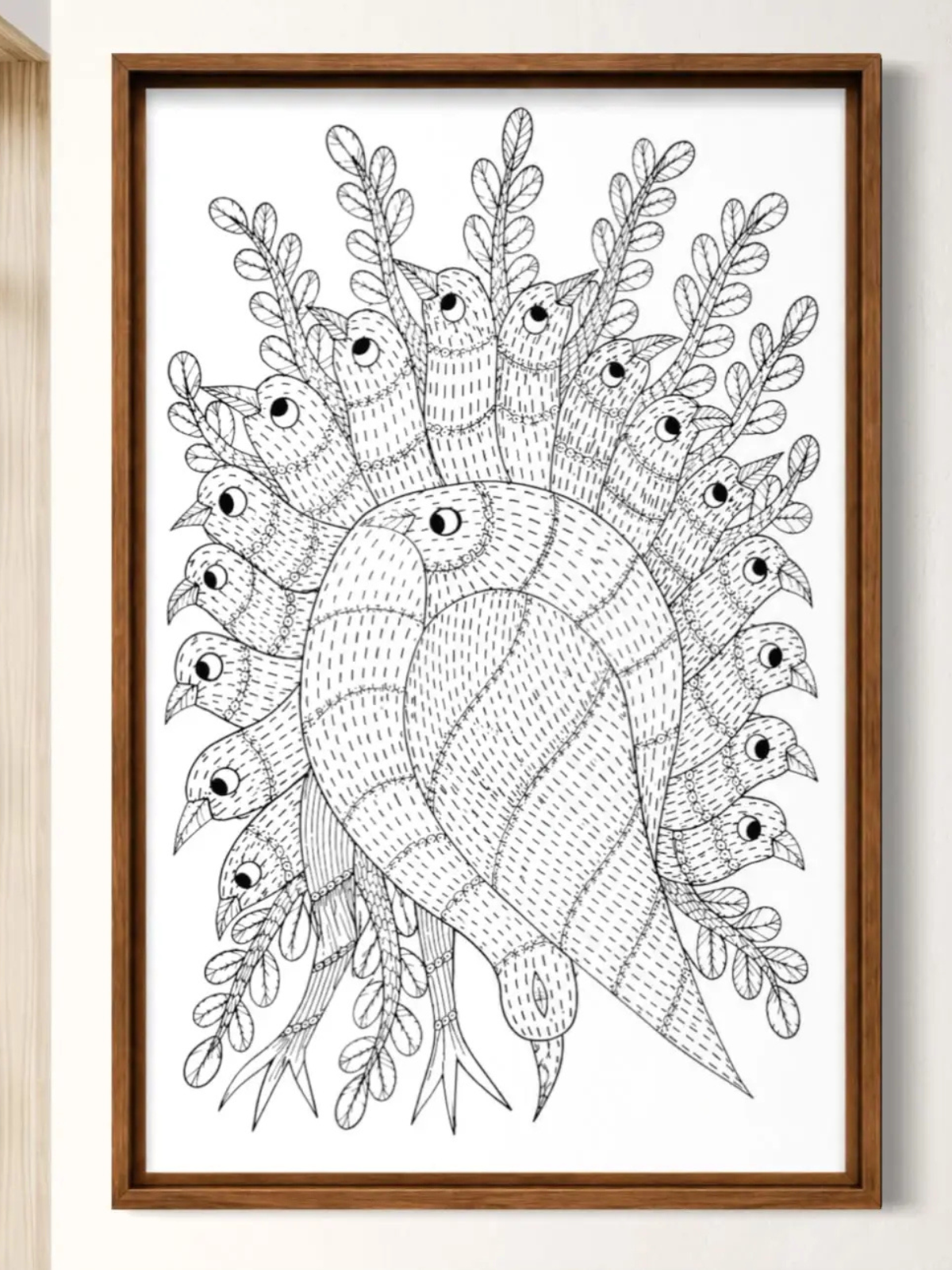 Bird Tree Gond Art Pre-Drawn Canvas Kit