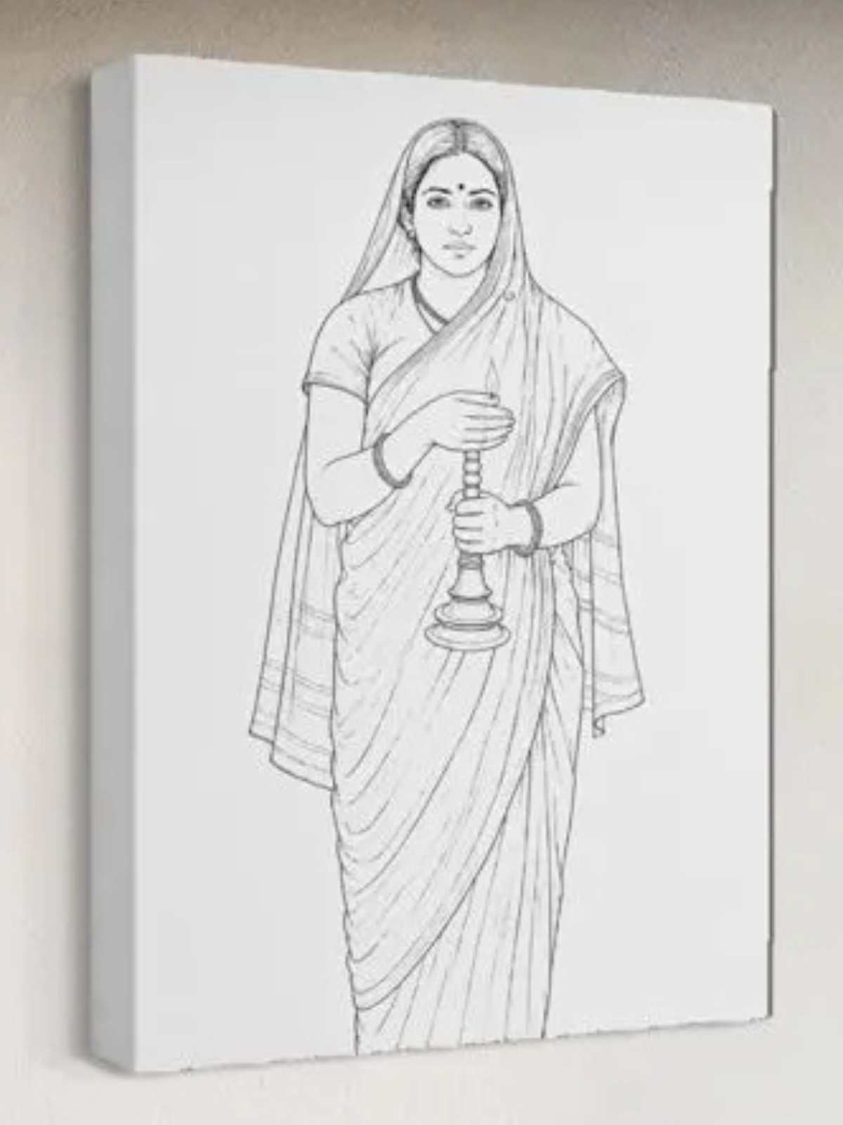 Lady with the Lamp by Raja Ravi Varma Canvas Kit