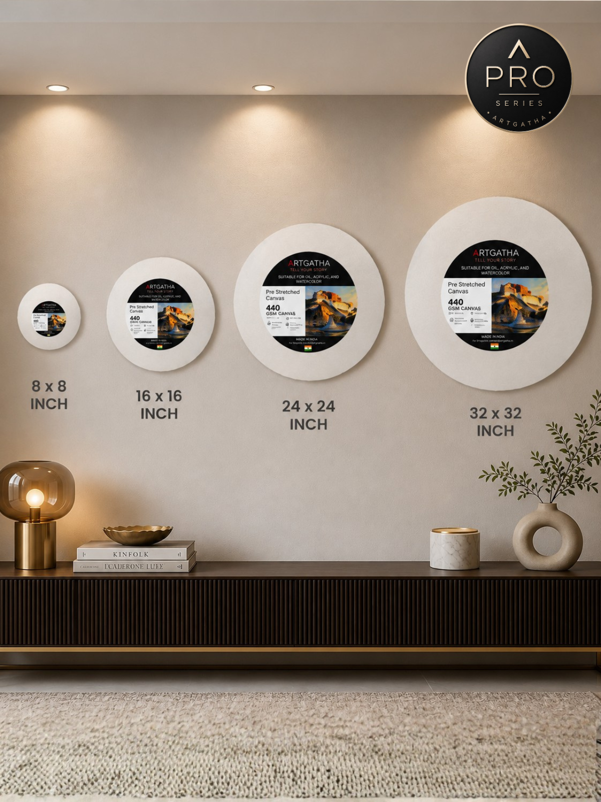 Pro Series Round Professional 440 GSM Pre-Stretched Canvas
