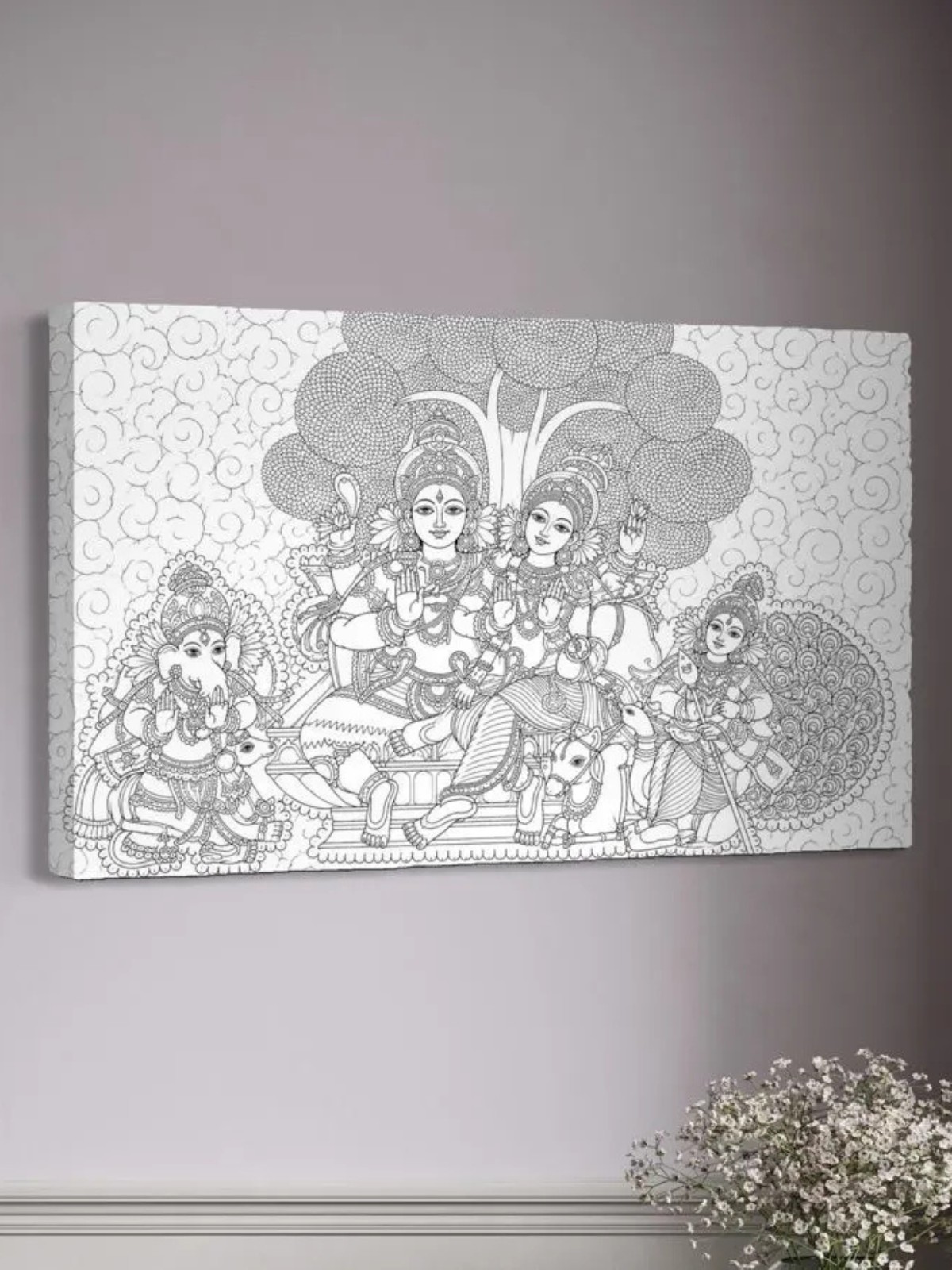 Shiva Parvati Parivar Pre-Drawn Canvas Kit