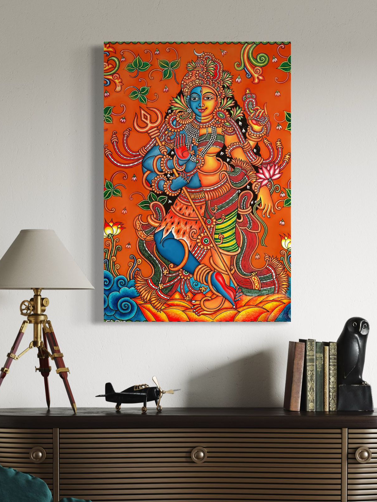 Ardhanarishvara Kerala Mural Pre-Drawn Canvas Kit