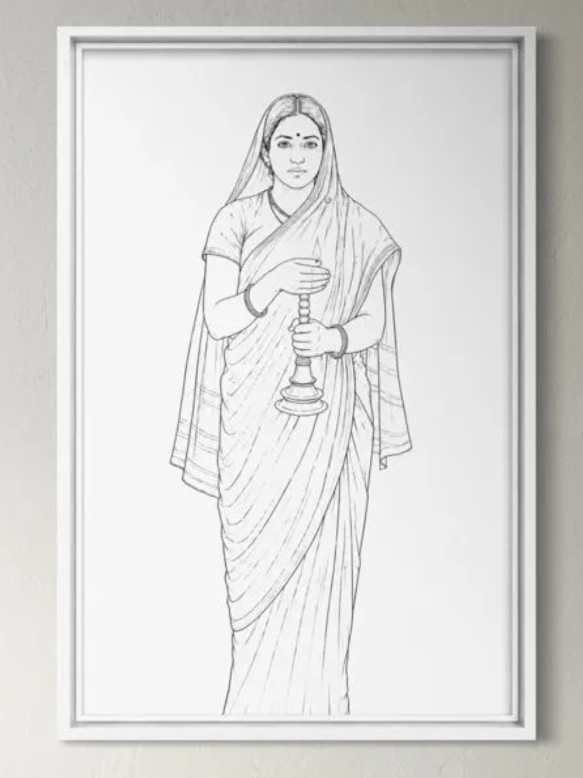 Lady with the Lamp by Raja Ravi Varma Canvas Kit