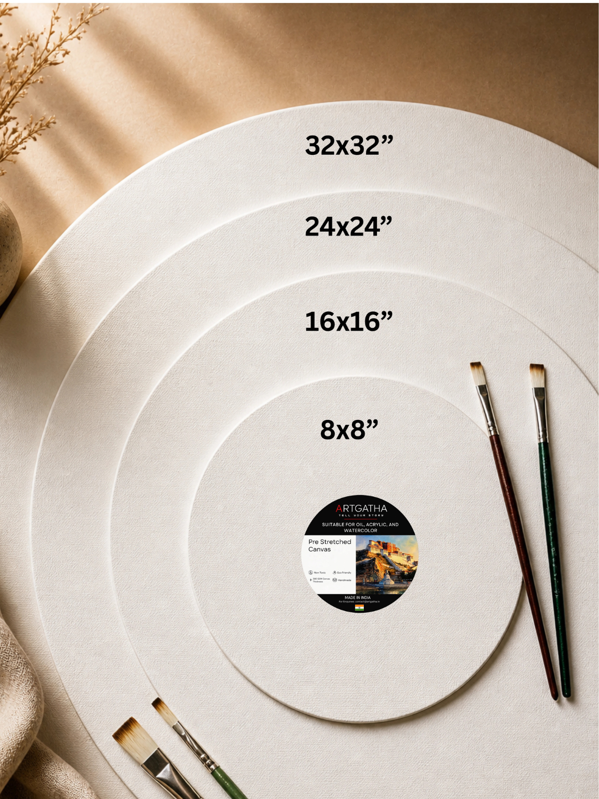 Round Professional 380 GSM Pre-Stretched Canvas