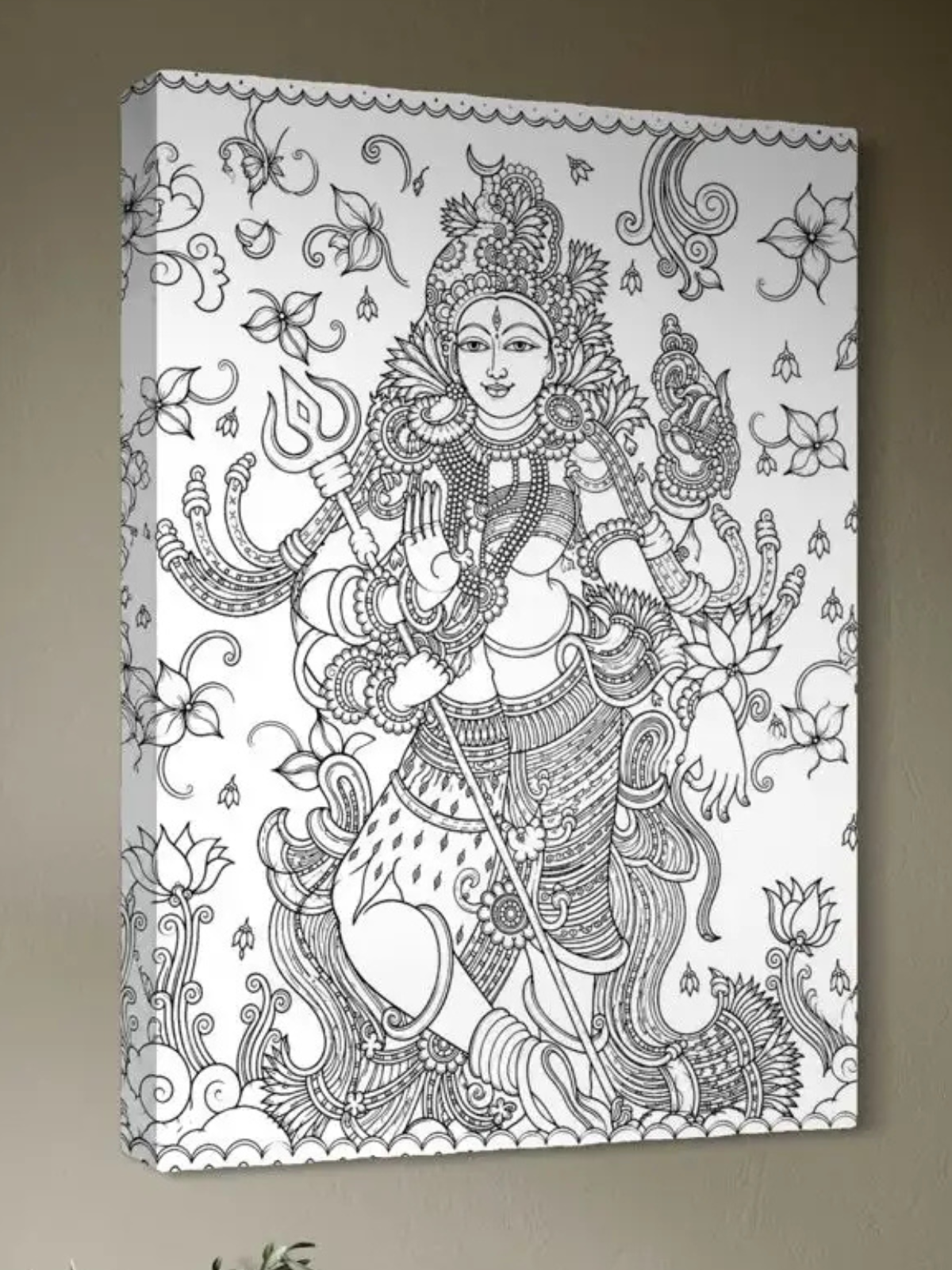 Ardhanarishvara Kerala Mural Pre-Drawn Canvas Kit