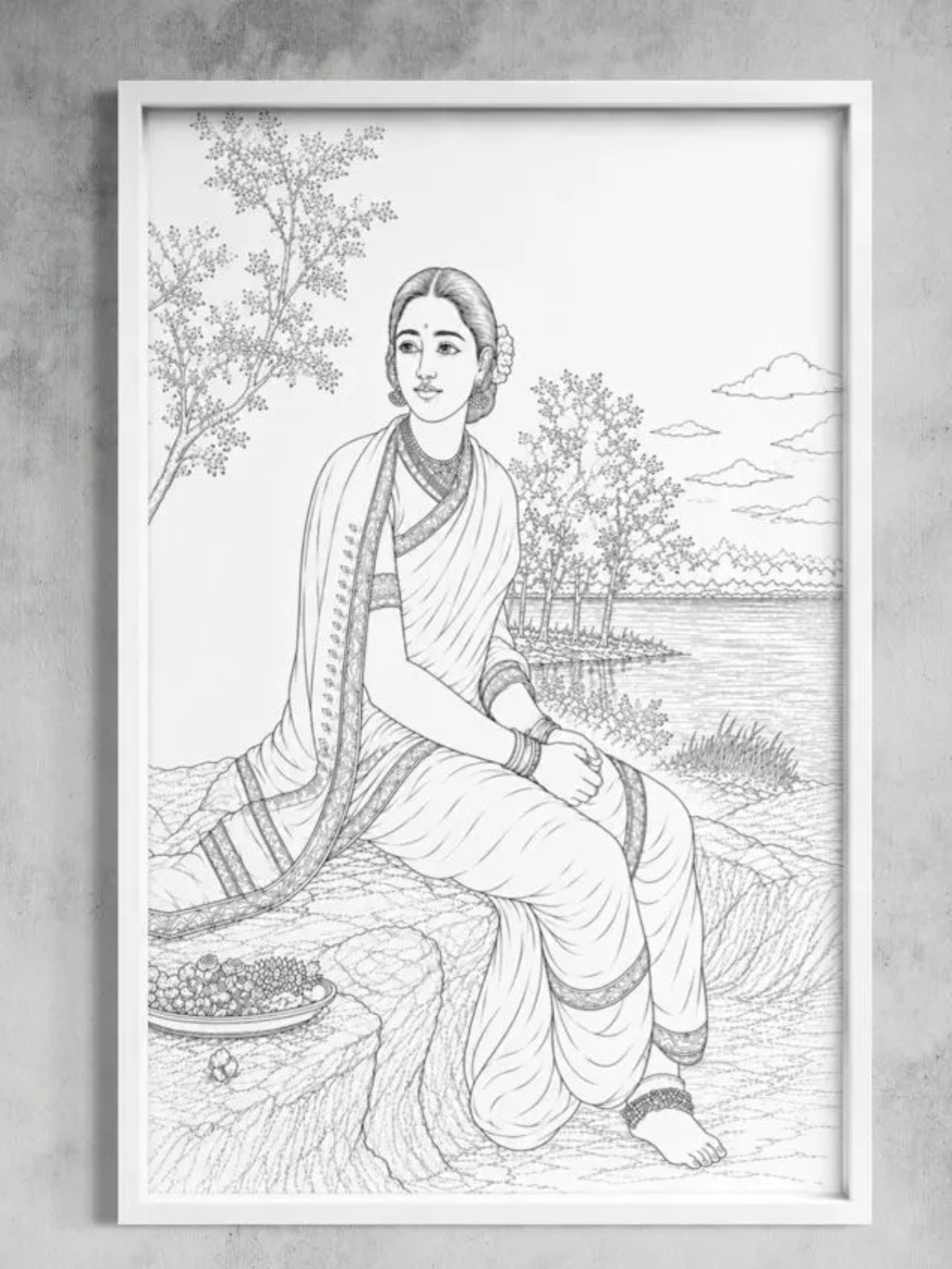 Radha in Moonlight by Raja Ravi Varma Canvas Kit
