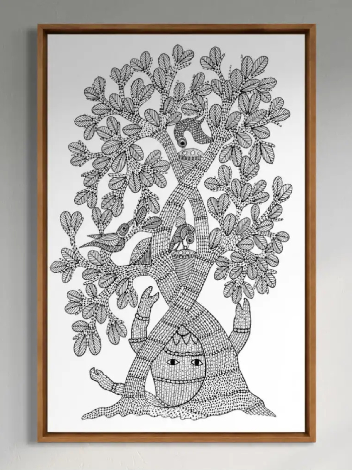 Bird Gond Art Pre-Drawn Canvas Kit