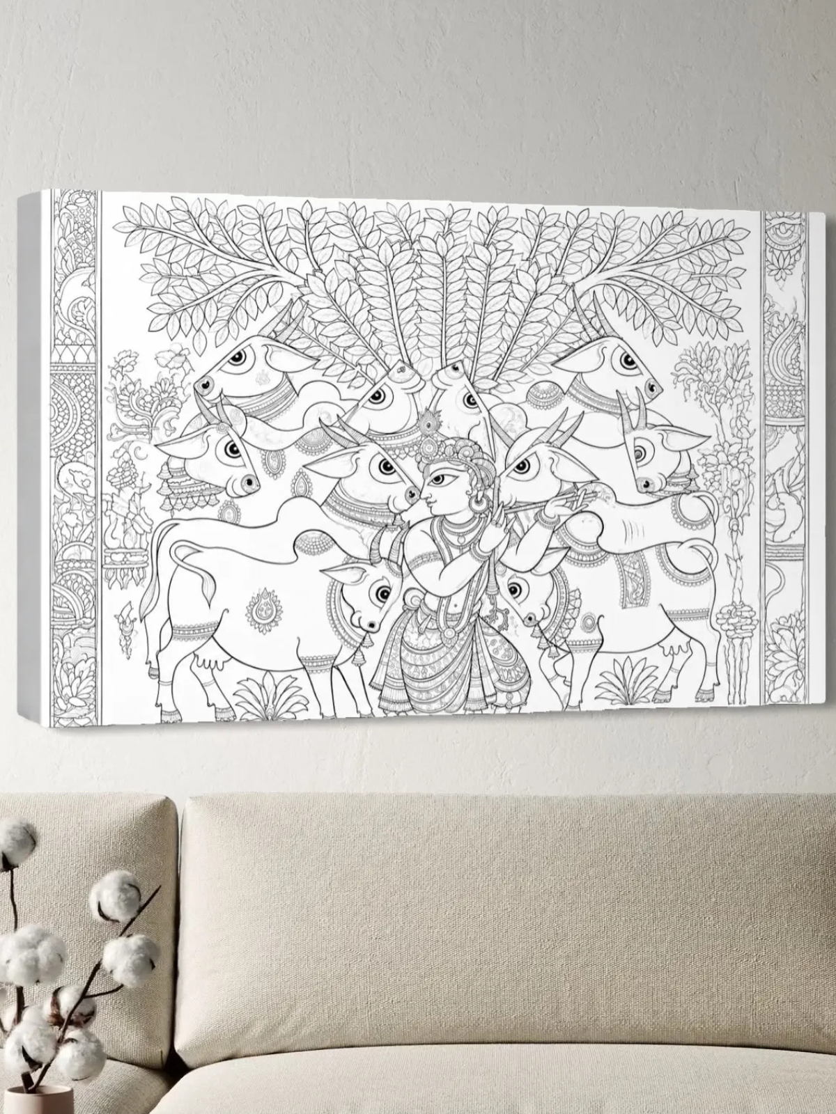 Krishna with Sacred Cows Pichwai Canvas Kit