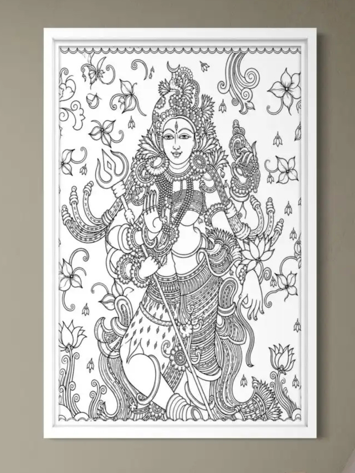 Ardhanarishvara Kerala Mural Pre-Drawn Canvas Kit