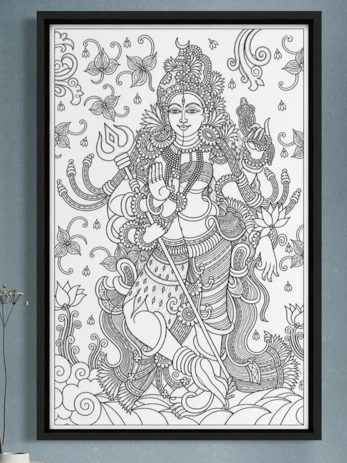 Ardhanarishvara Kerala Mural Pre-Drawn Canvas Kit