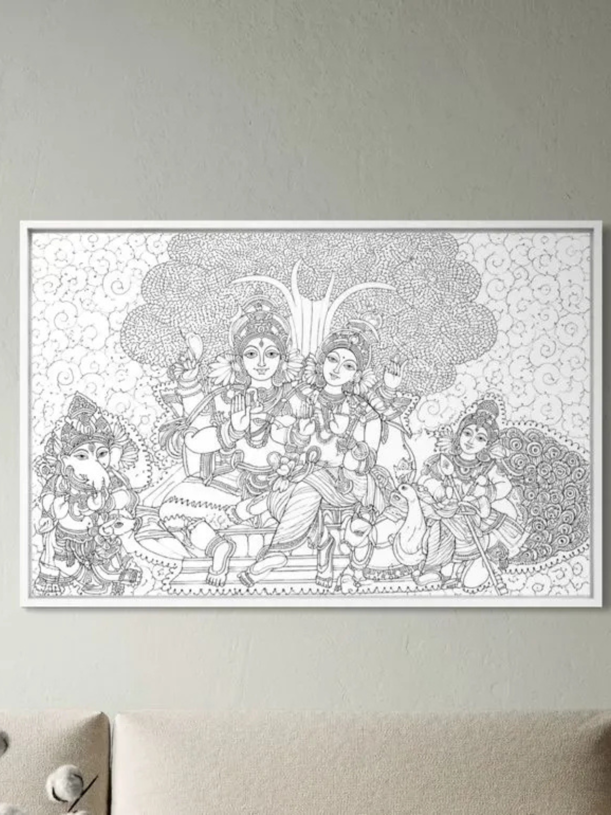 Shiva Parvati Parivar Pre-Drawn Canvas Kit