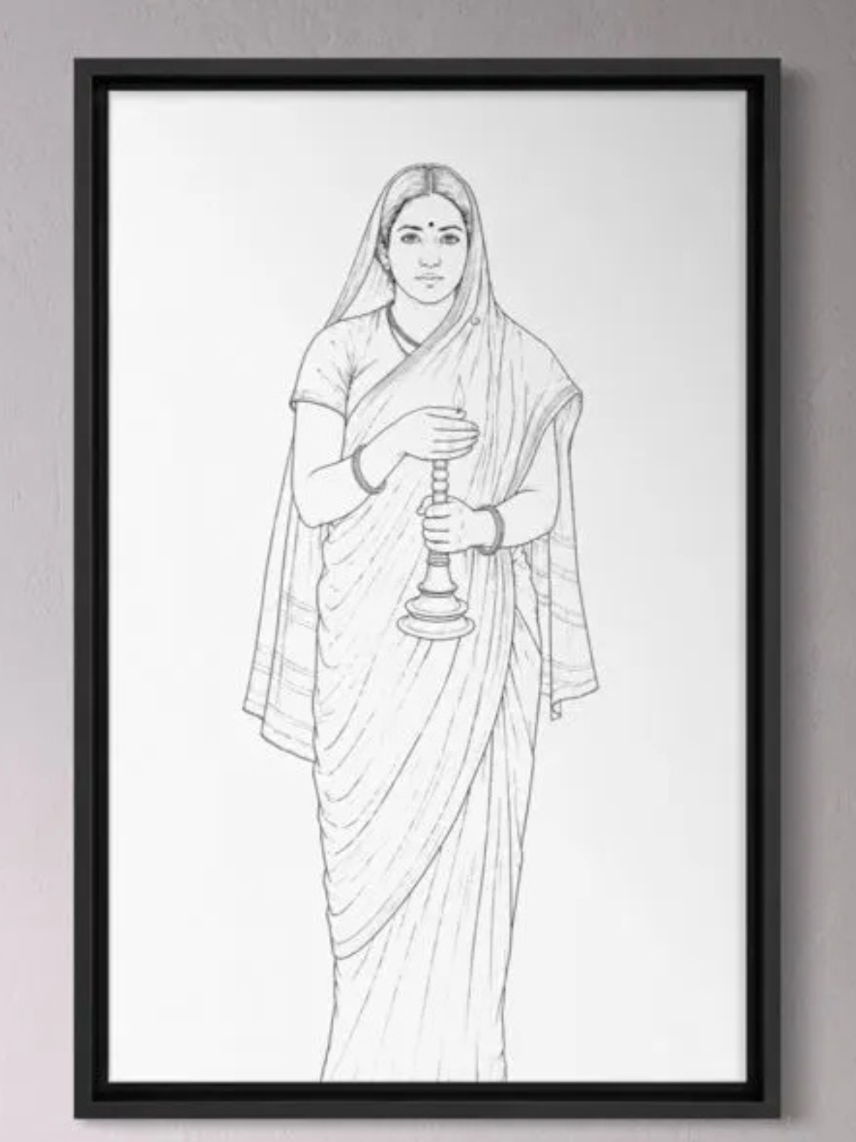 Lady with the Lamp by Raja Ravi Varma Canvas Kit
