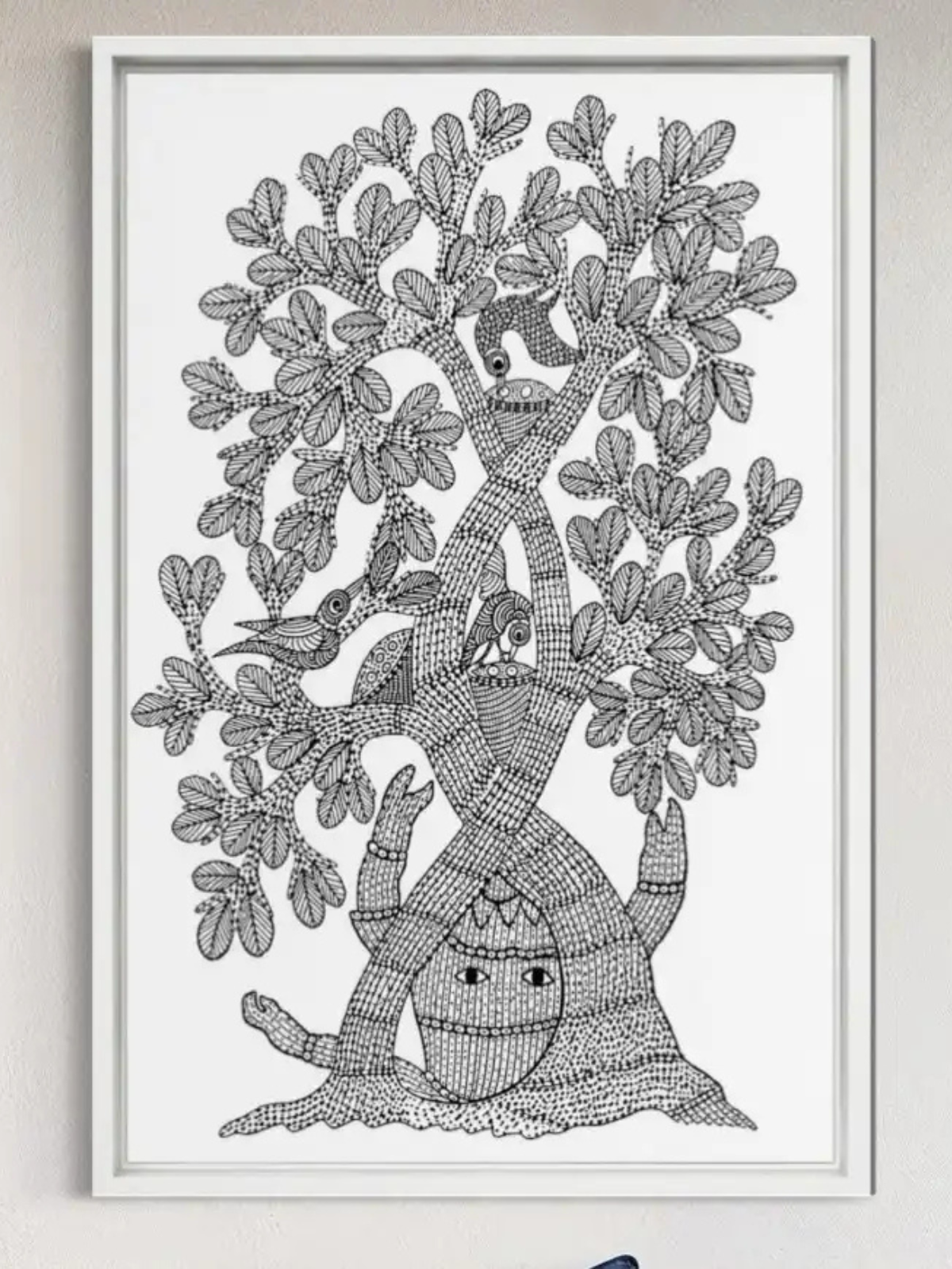 Bird Gond Art Pre-Drawn Canvas Kit