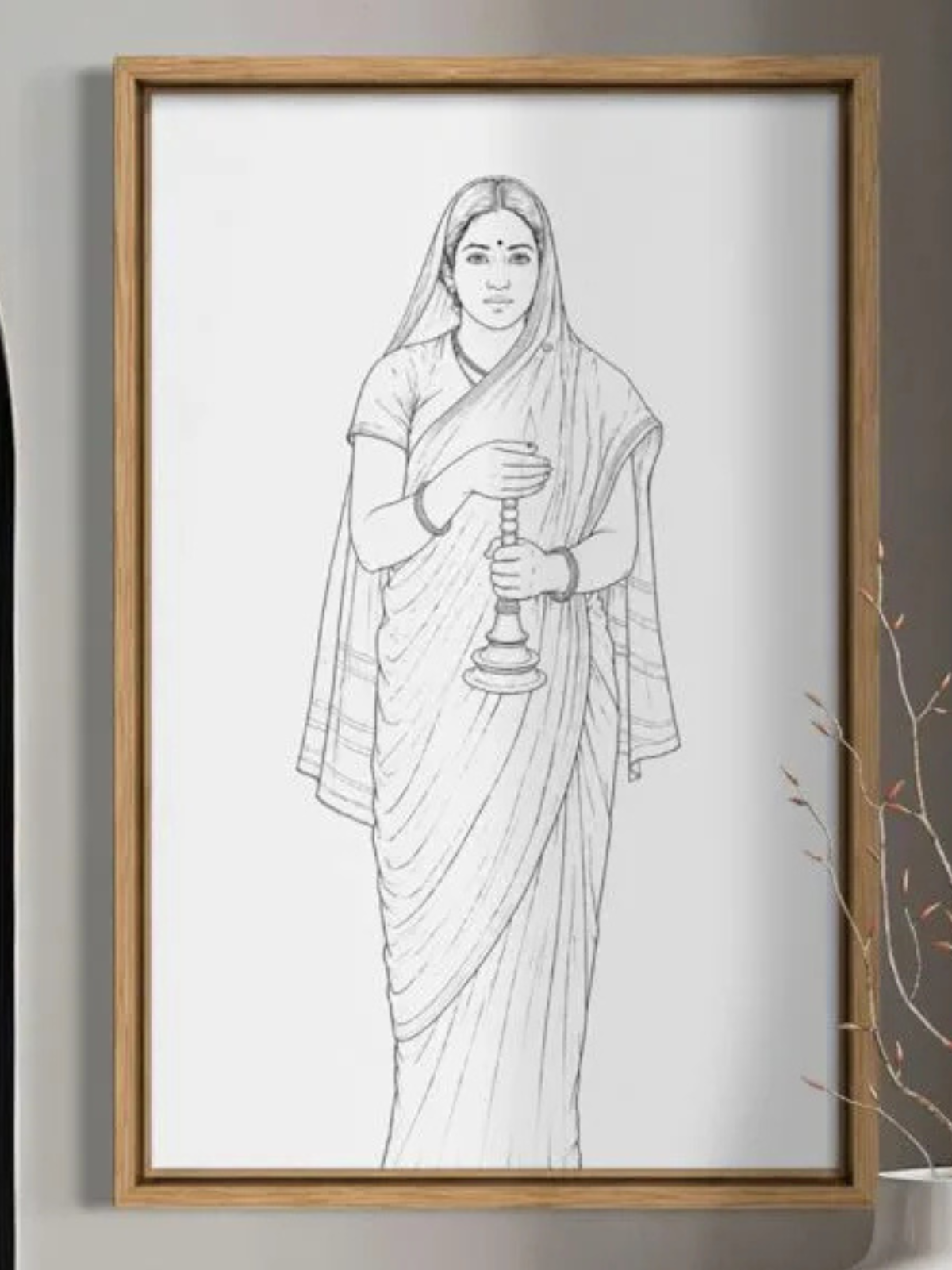 Lady with the Lamp by Raja Ravi Varma Canvas Kit