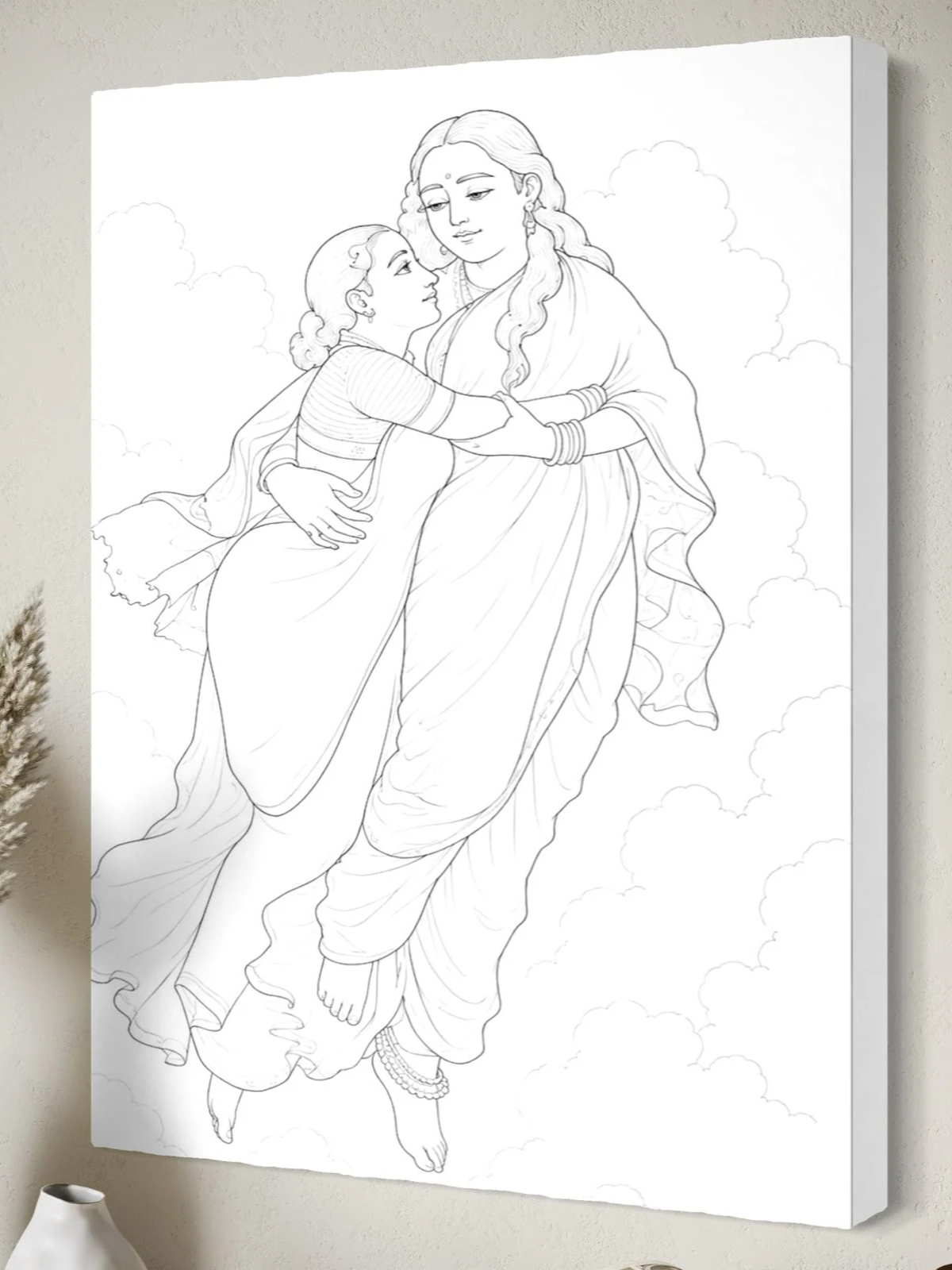 Menaka & Shakuntala by Raja Ravi Varma Canvas Kit