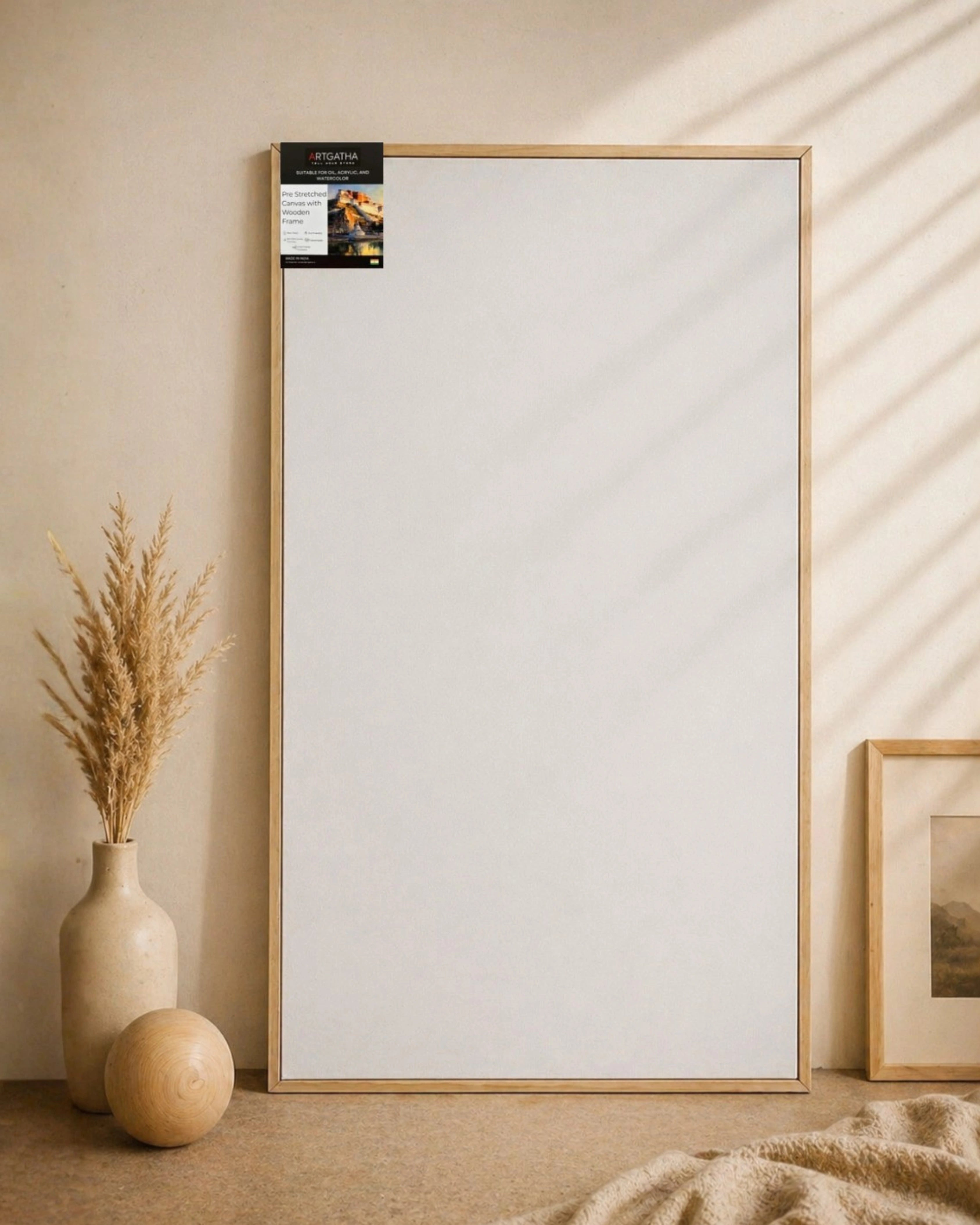 Professional Pre-Stretched Canvas with Solid Wood Floating Frame | 380 GSM (11 Oz), 100% Cotton, Artist Grade | Multiple Sizes