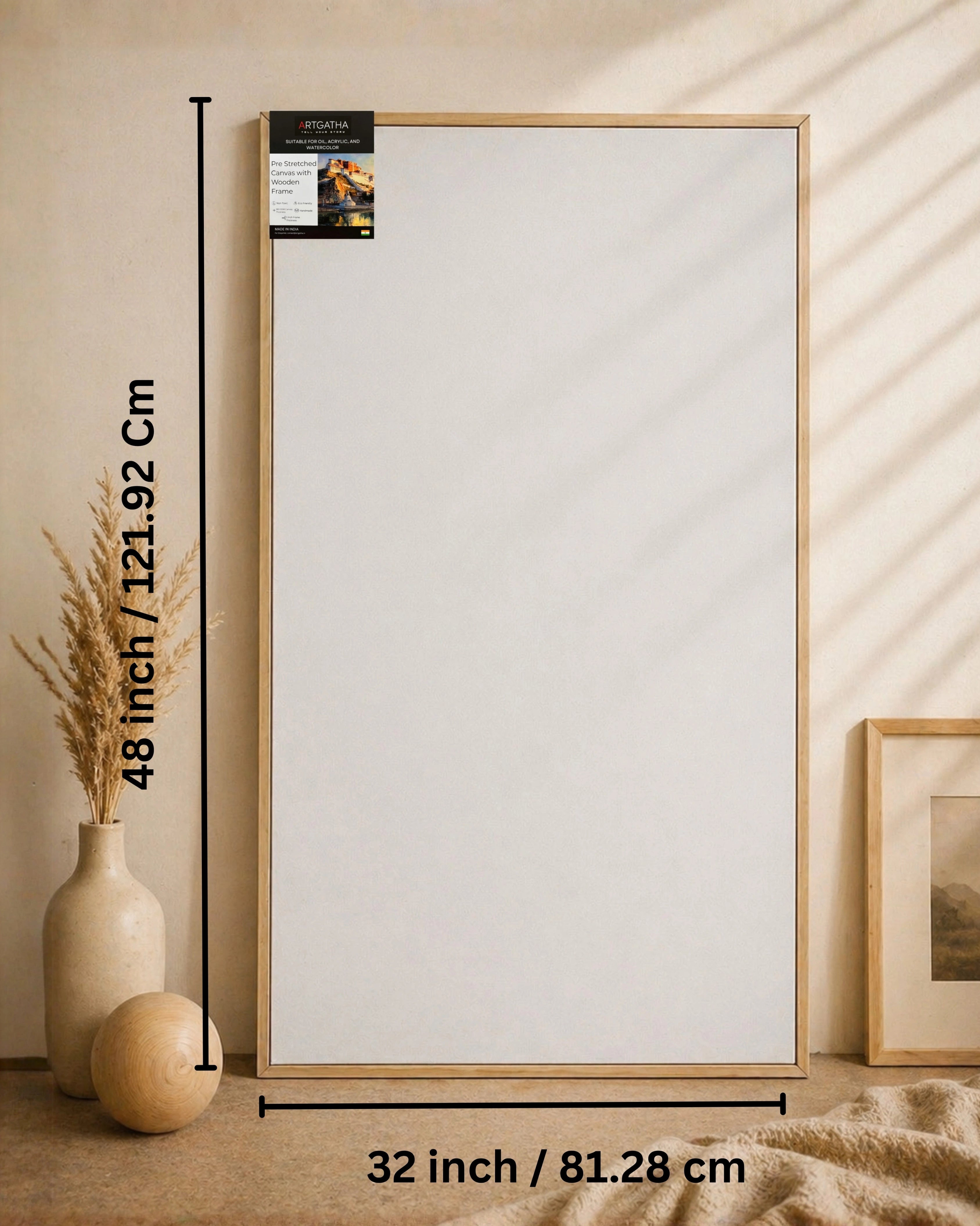 Professional Pre-Stretched Canvas with Solid Wood Floating Frame | 380 GSM (11 Oz), 100% Cotton, Artist Grade | Multiple Sizes