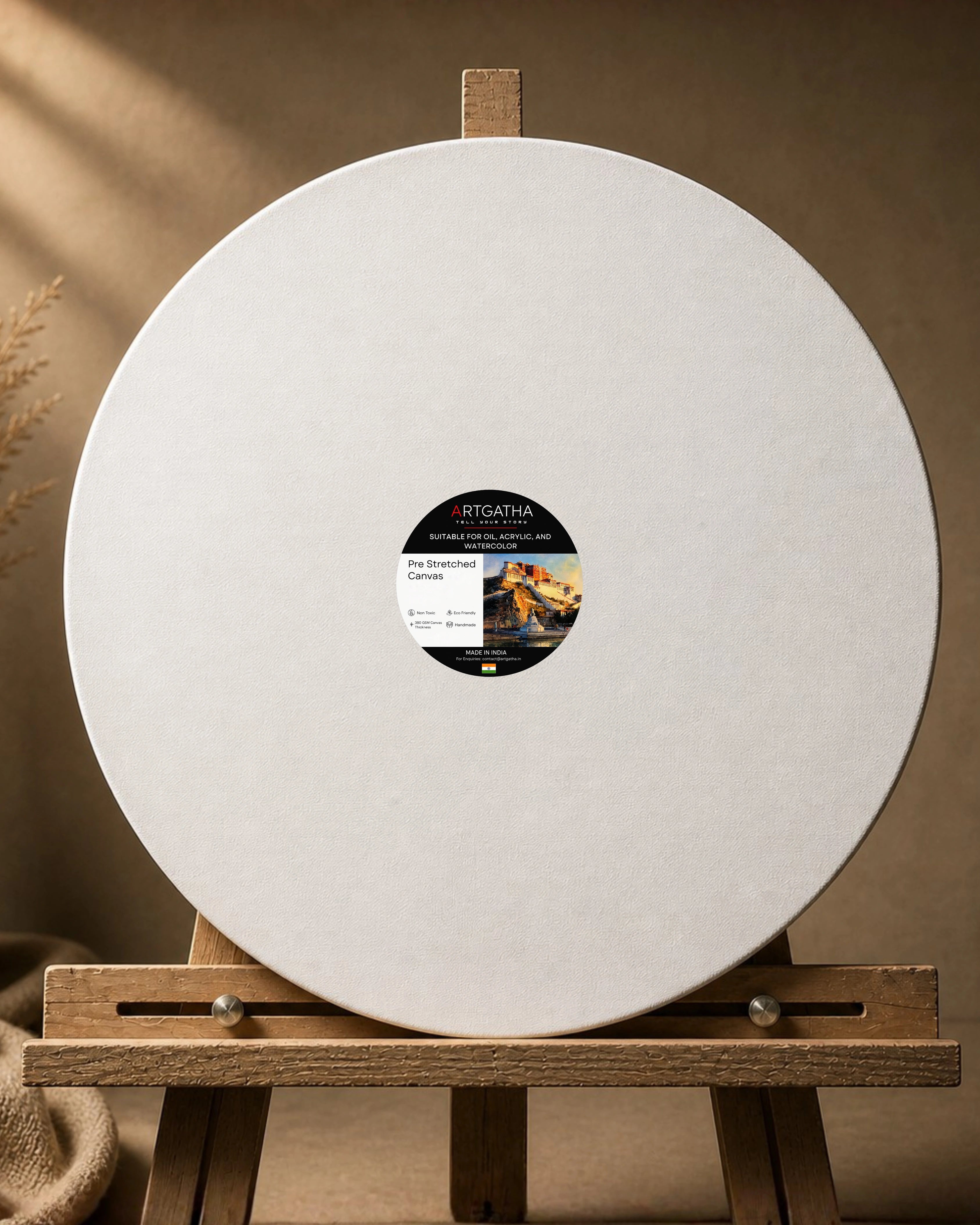 Round Professional Pre Stretched Canvas 380 GSM (11 Oz) | 100% cotton | Artist Grade | Multiple Sizes