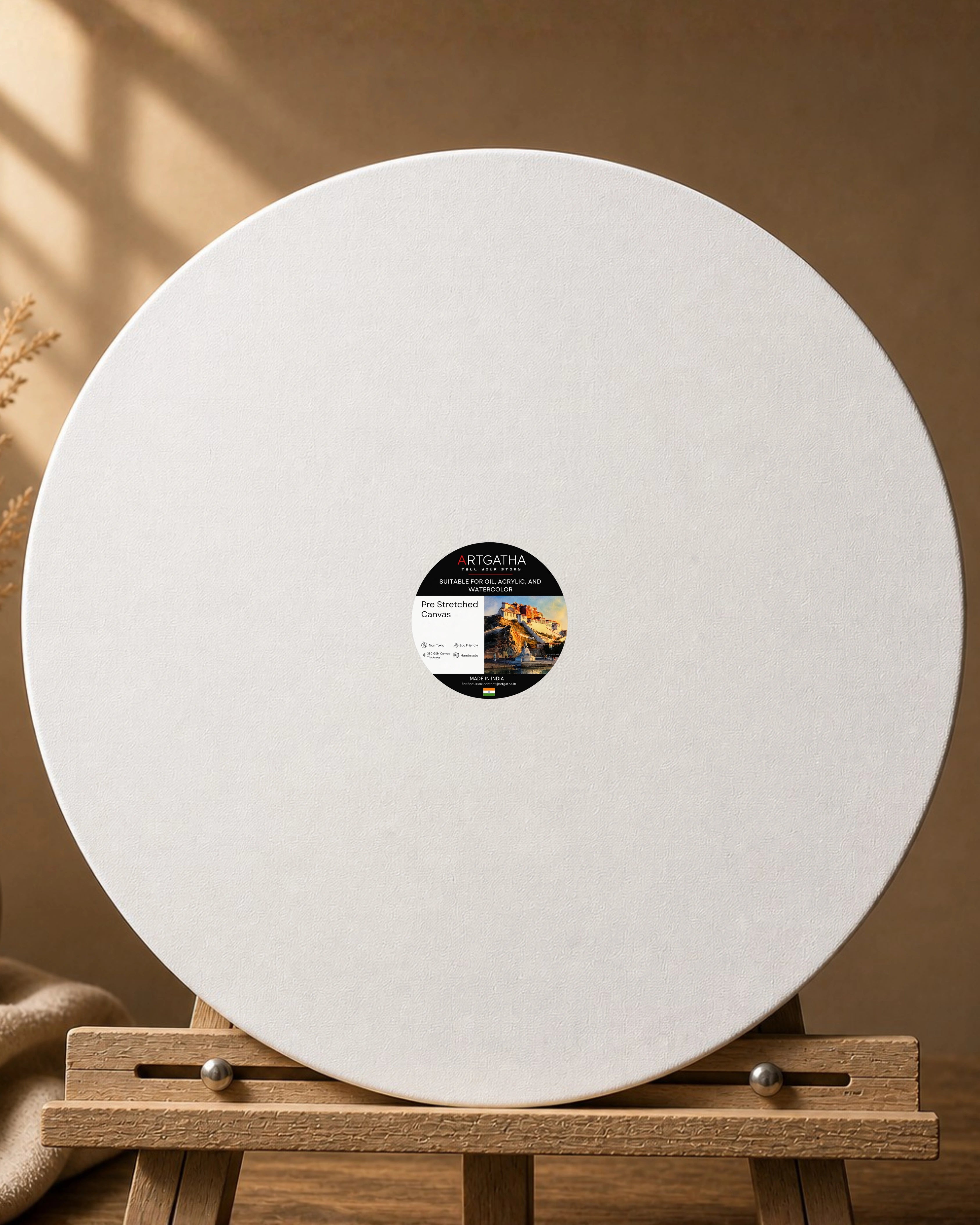 Round Professional Pre Stretched Canvas 380 GSM (11 Oz) | 100% cotton | Artist Grade | Multiple Sizes