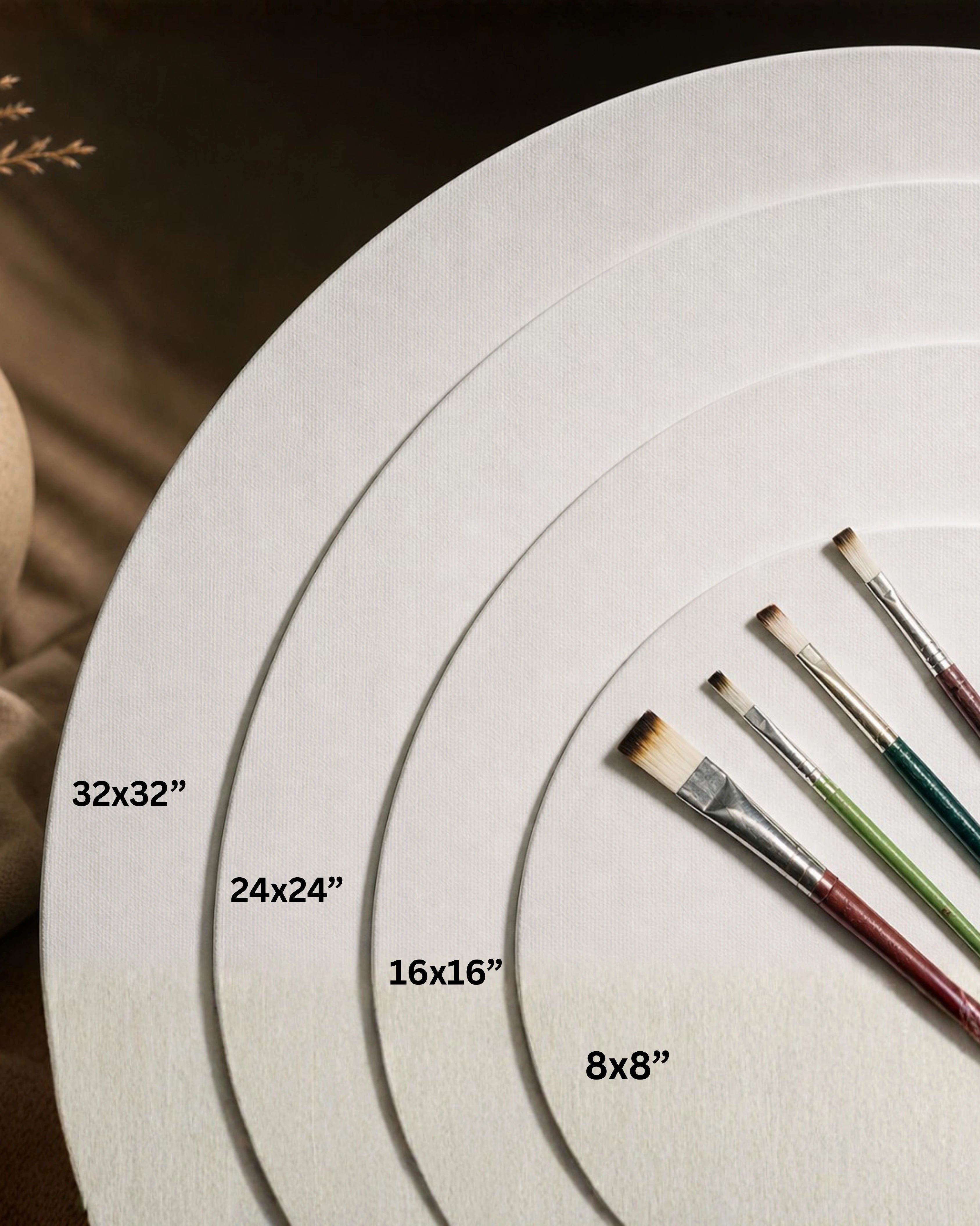 Round Professional Pre Stretched Canvas 380 GSM (11 Oz) | 100% cotton | Artist Grade | Multiple Sizes