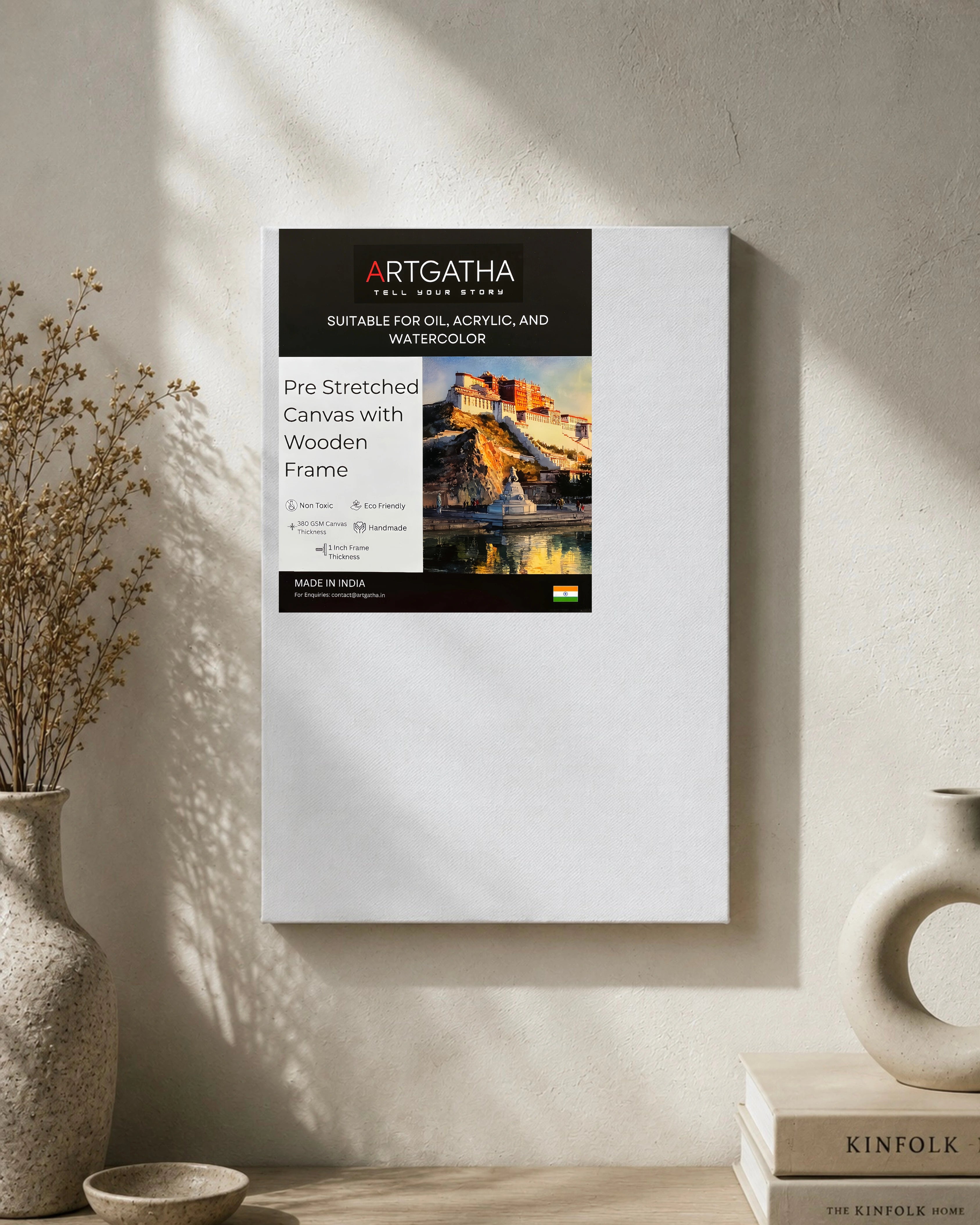 Professional Pre Stretched Canvas 380 GSM (11 Oz) | 100% cotton | Artist Grade | Multiple Sizes