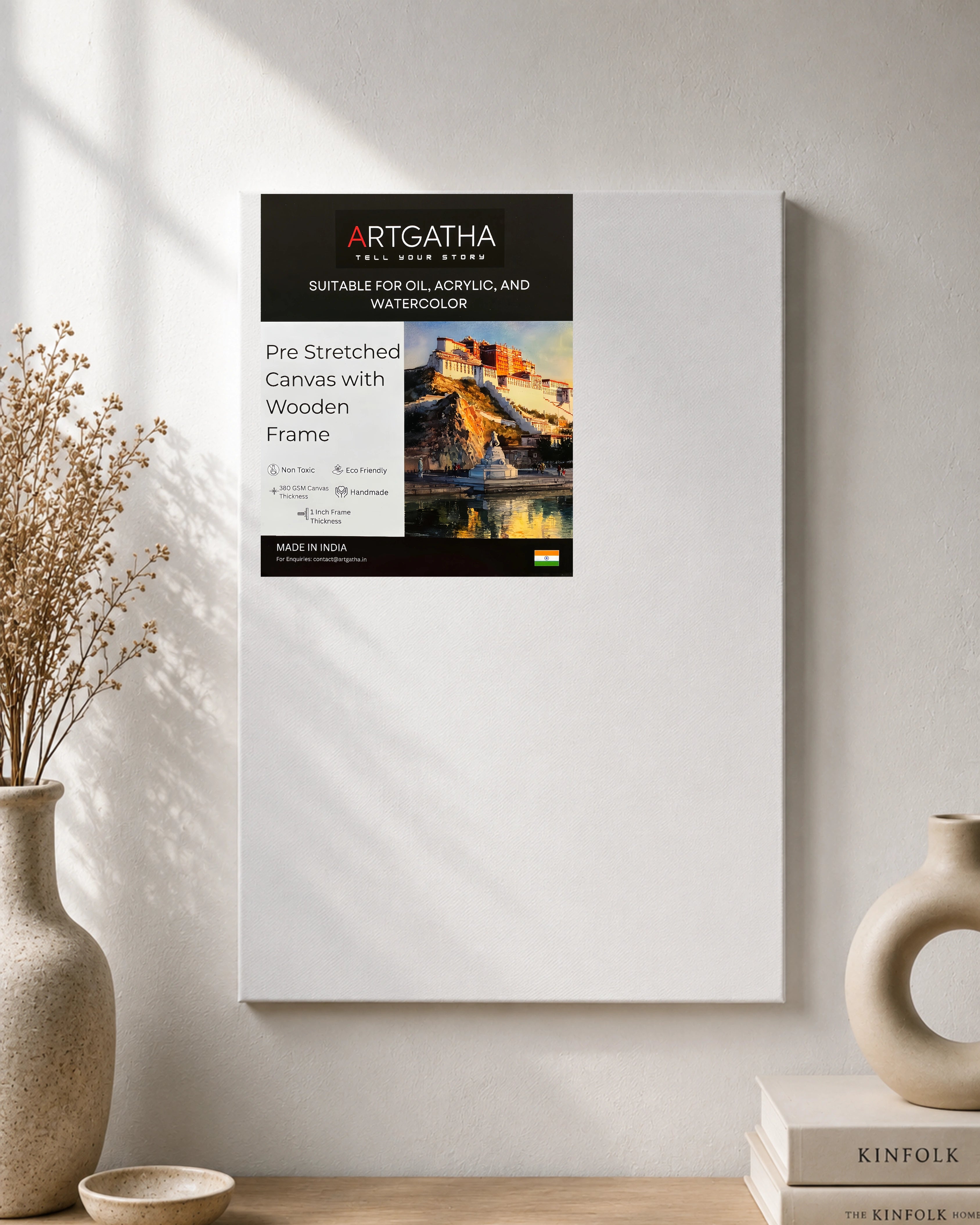 Professional Pre Stretched Canvas 380 GSM (11 Oz) | 100% cotton | Artist Grade | Multiple Sizes