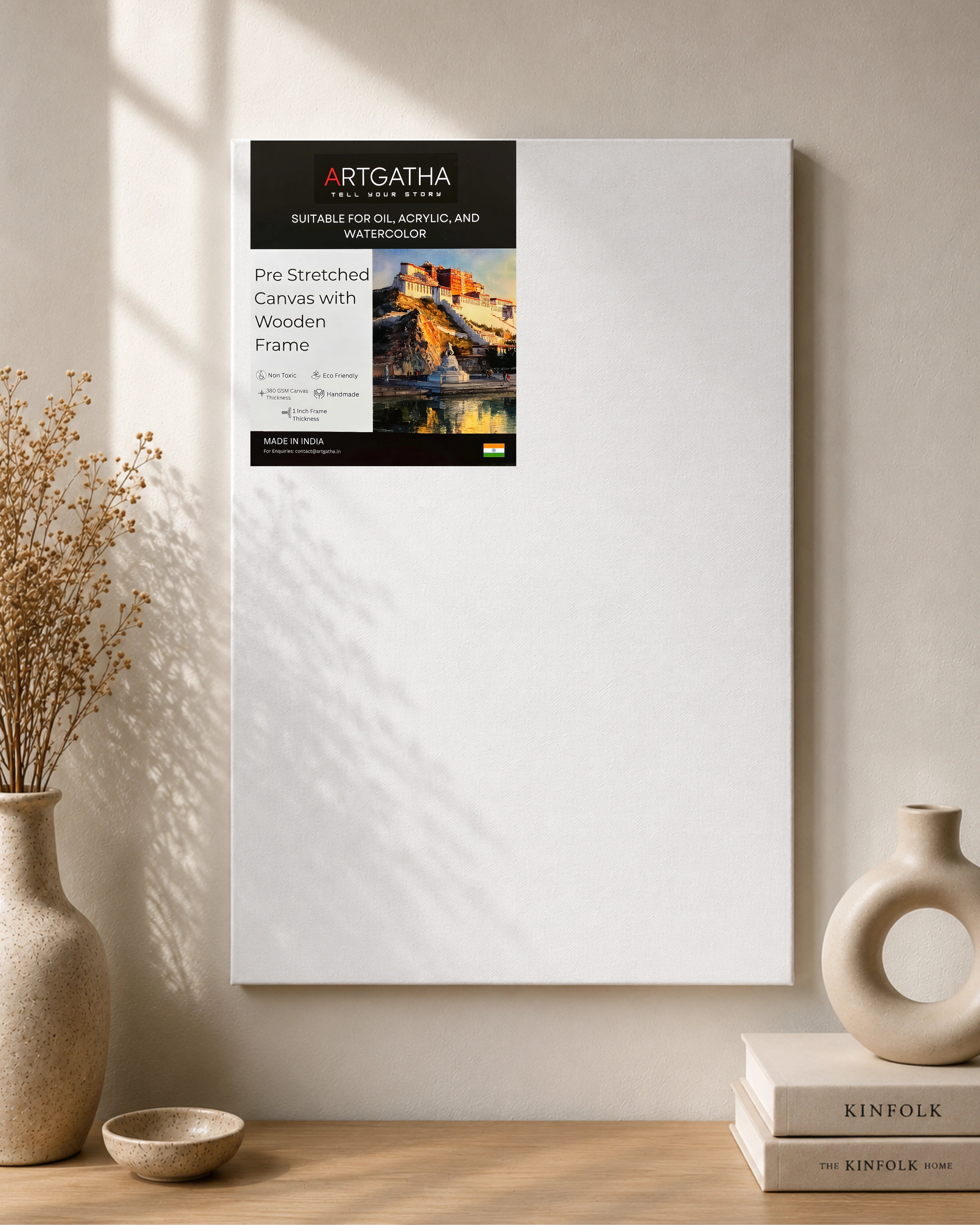Professional Pre Stretched Canvas 380 GSM (11 Oz) | 100% cotton | Artist Grade | Multiple Sizes