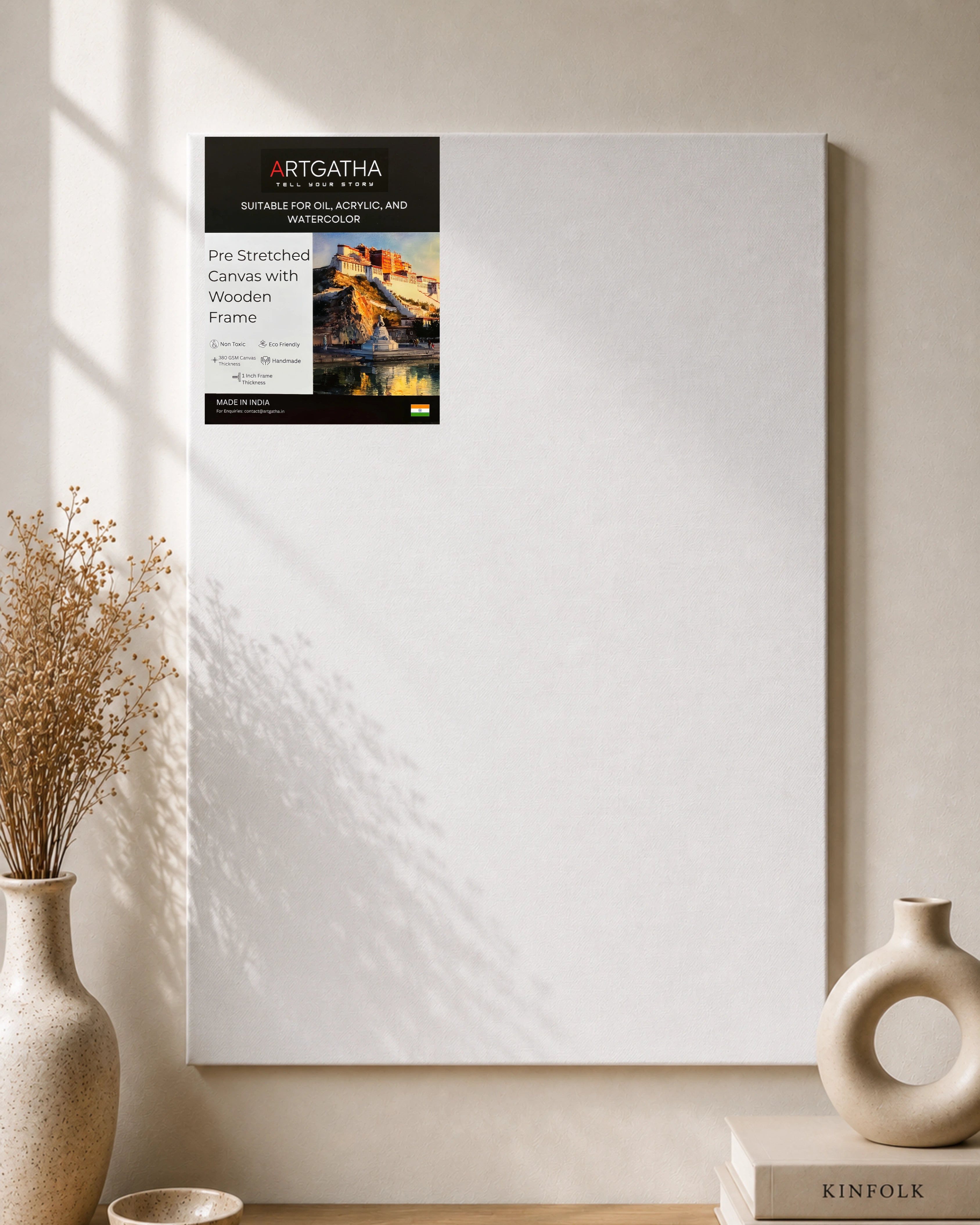 Professional Pre Stretched Canvas 380 GSM (11 Oz) | 100% cotton | Artist Grade | Multiple Sizes