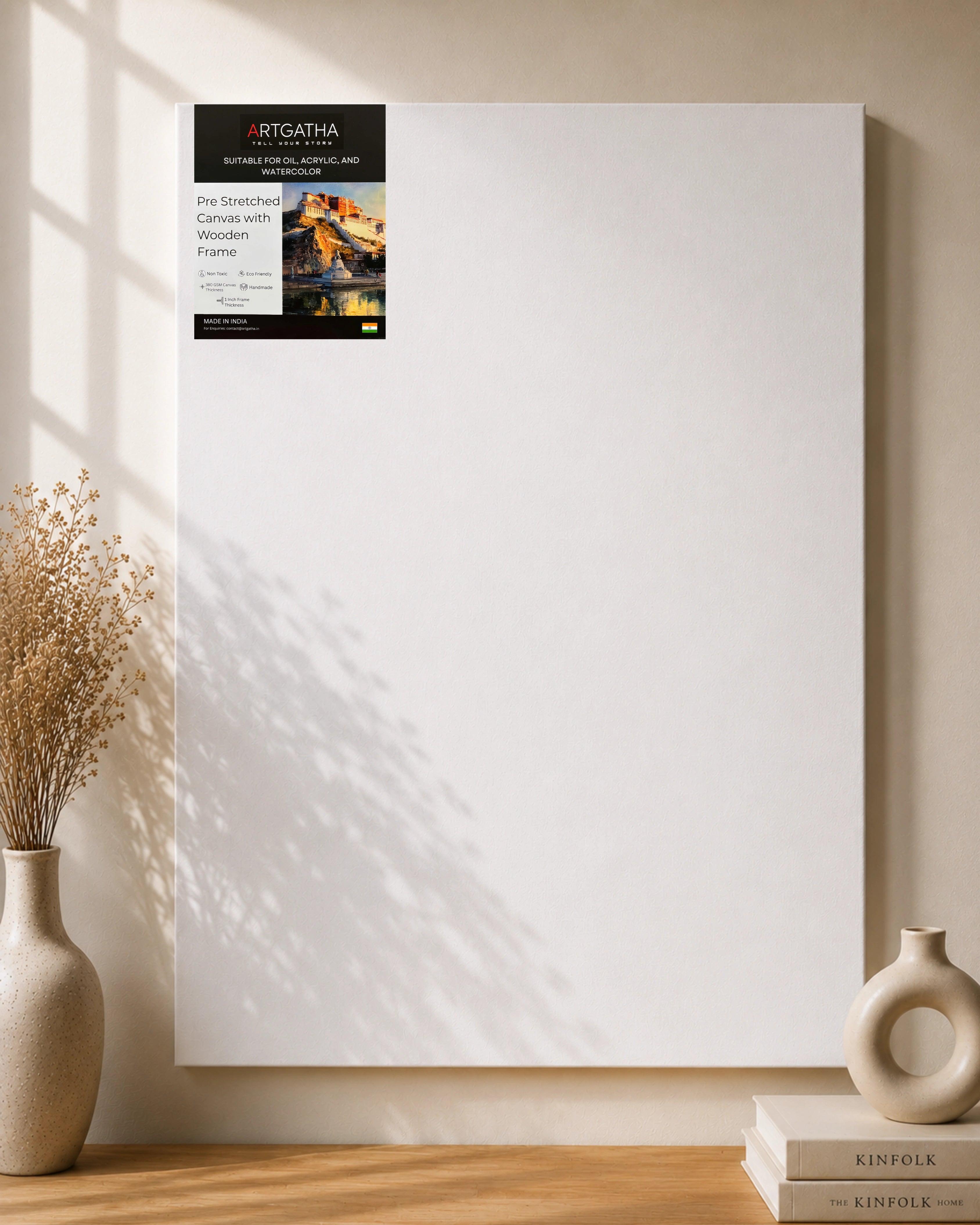 Professional Pre Stretched Canvas 380 GSM (11 Oz) | 100% cotton | Artist Grade | Multiple Sizes