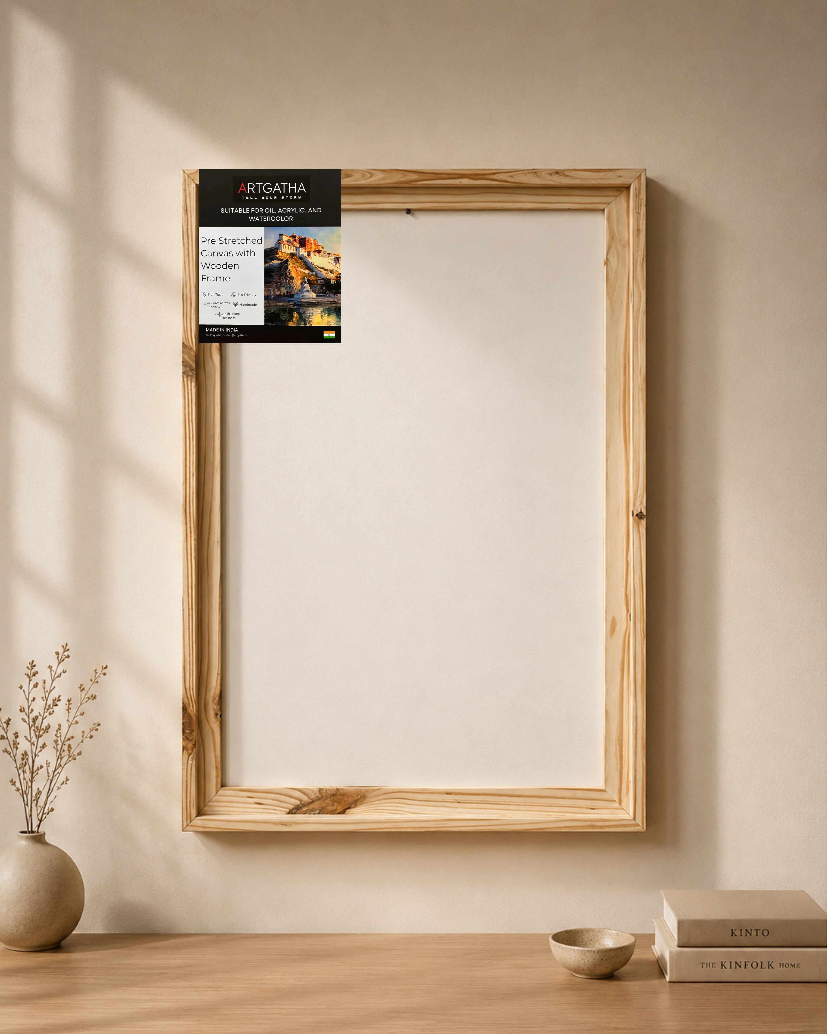 Natural Pinewood Solid Wood Floating Frame