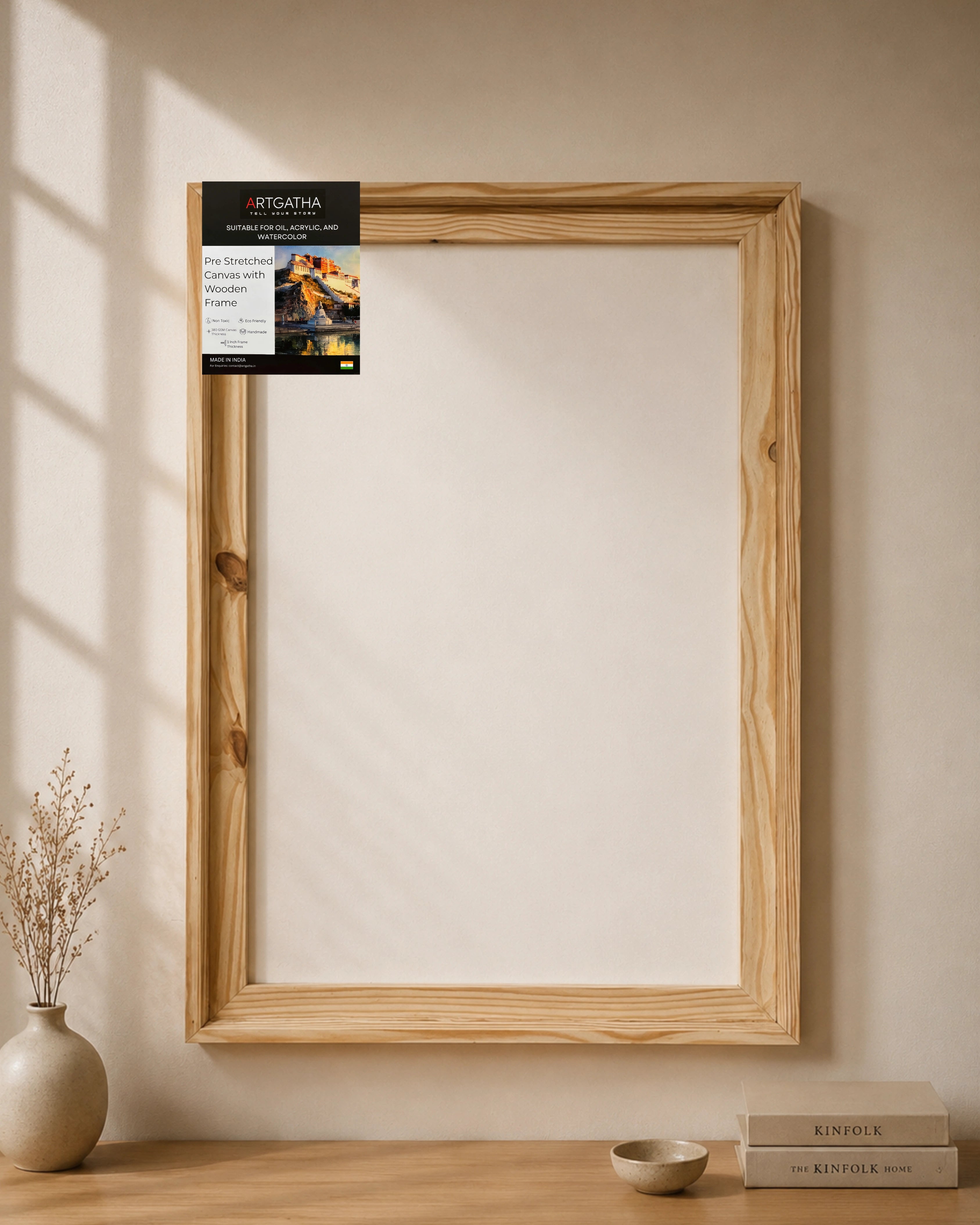 Natural Pinewood Solid Wood Floating Frame