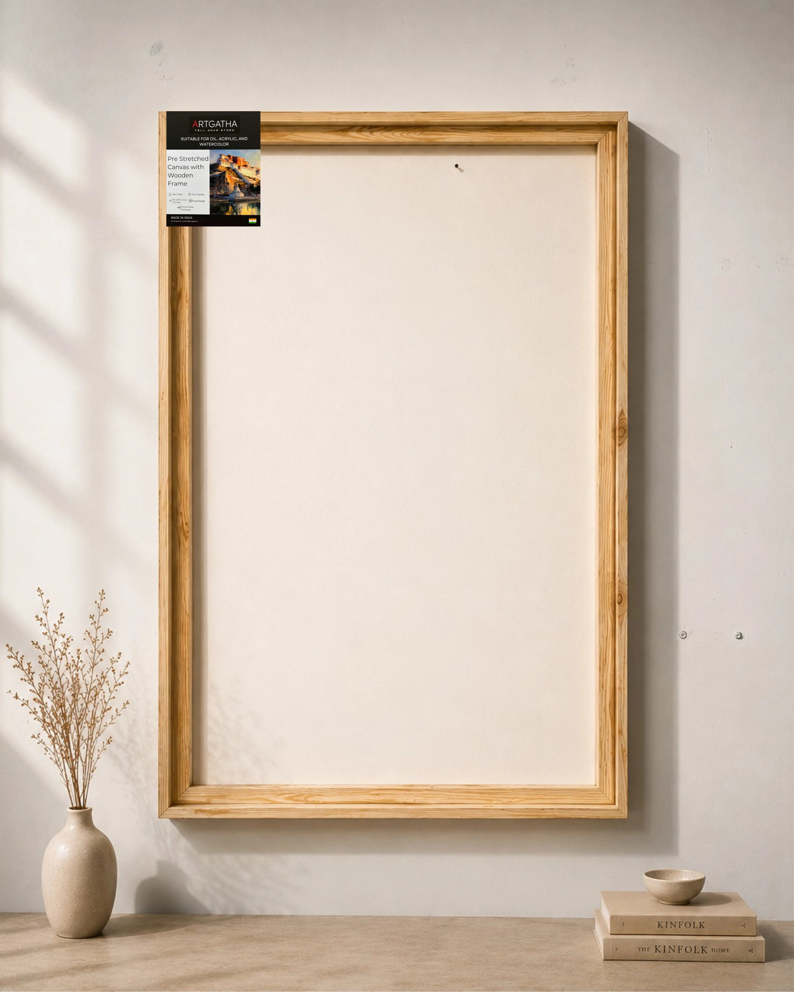 Natural Pinewood Solid Wood Floating Frame