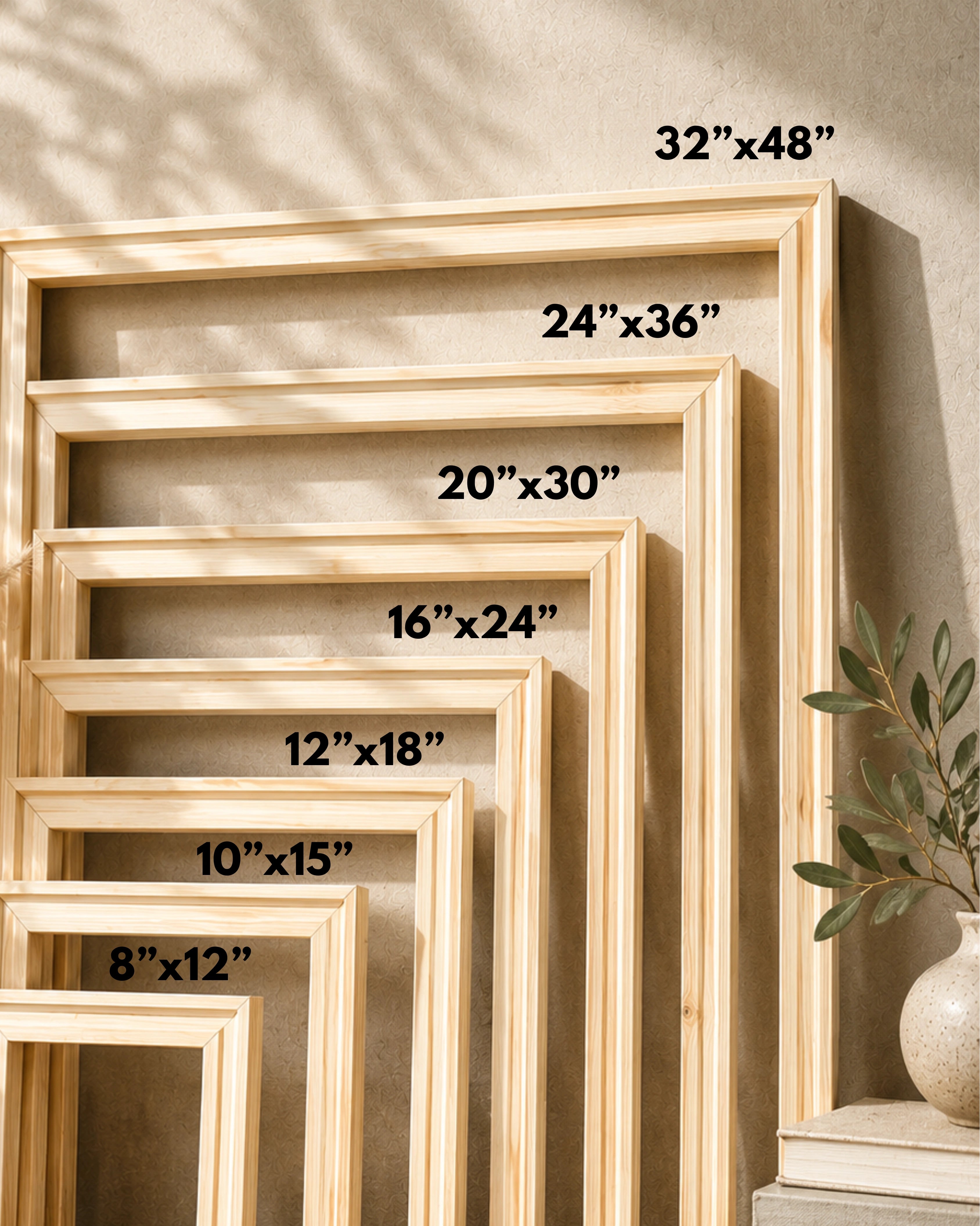Natural Pinewood Solid Wood Floating Frame