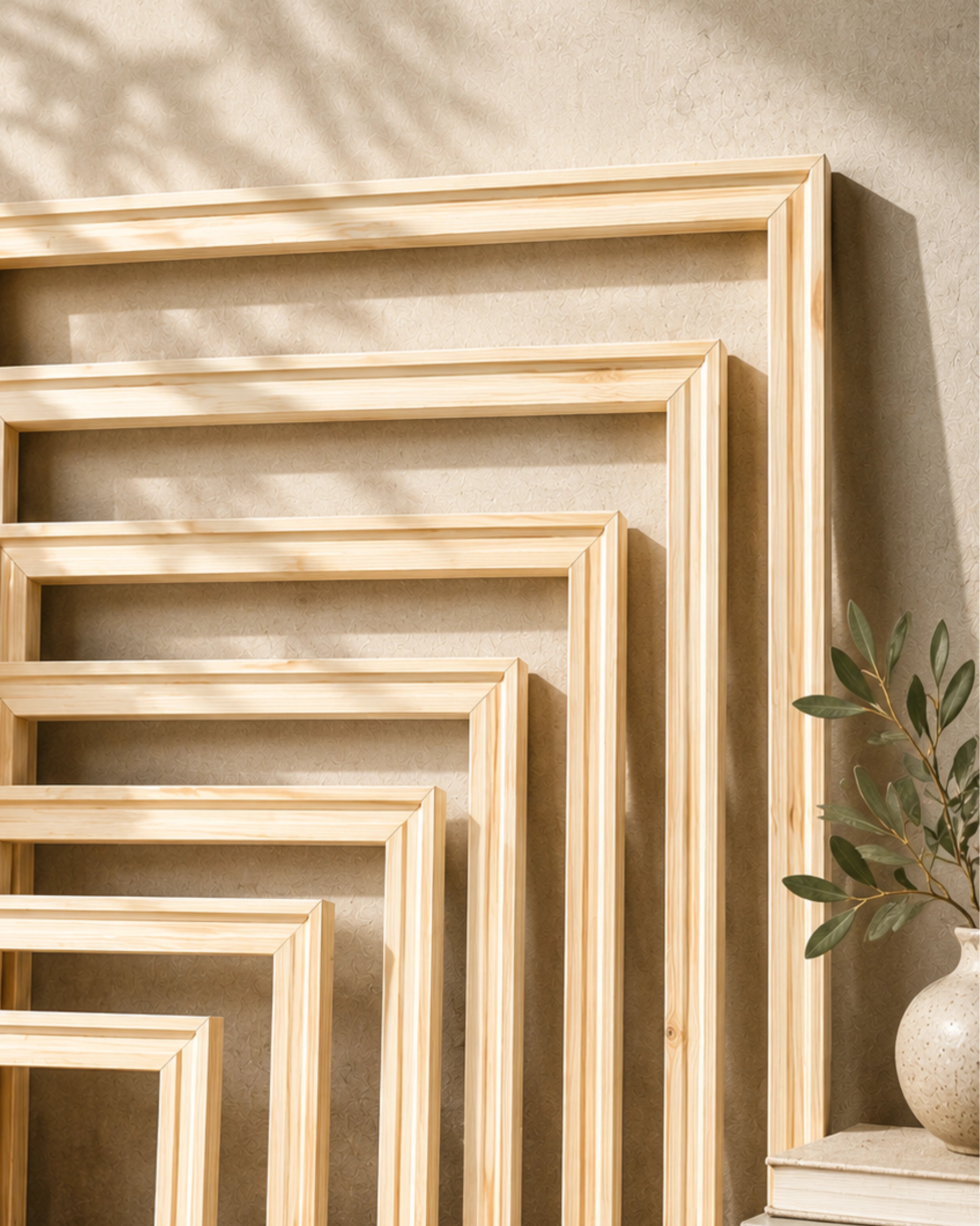 Natural Pinewood Solid Wood Floating Frame