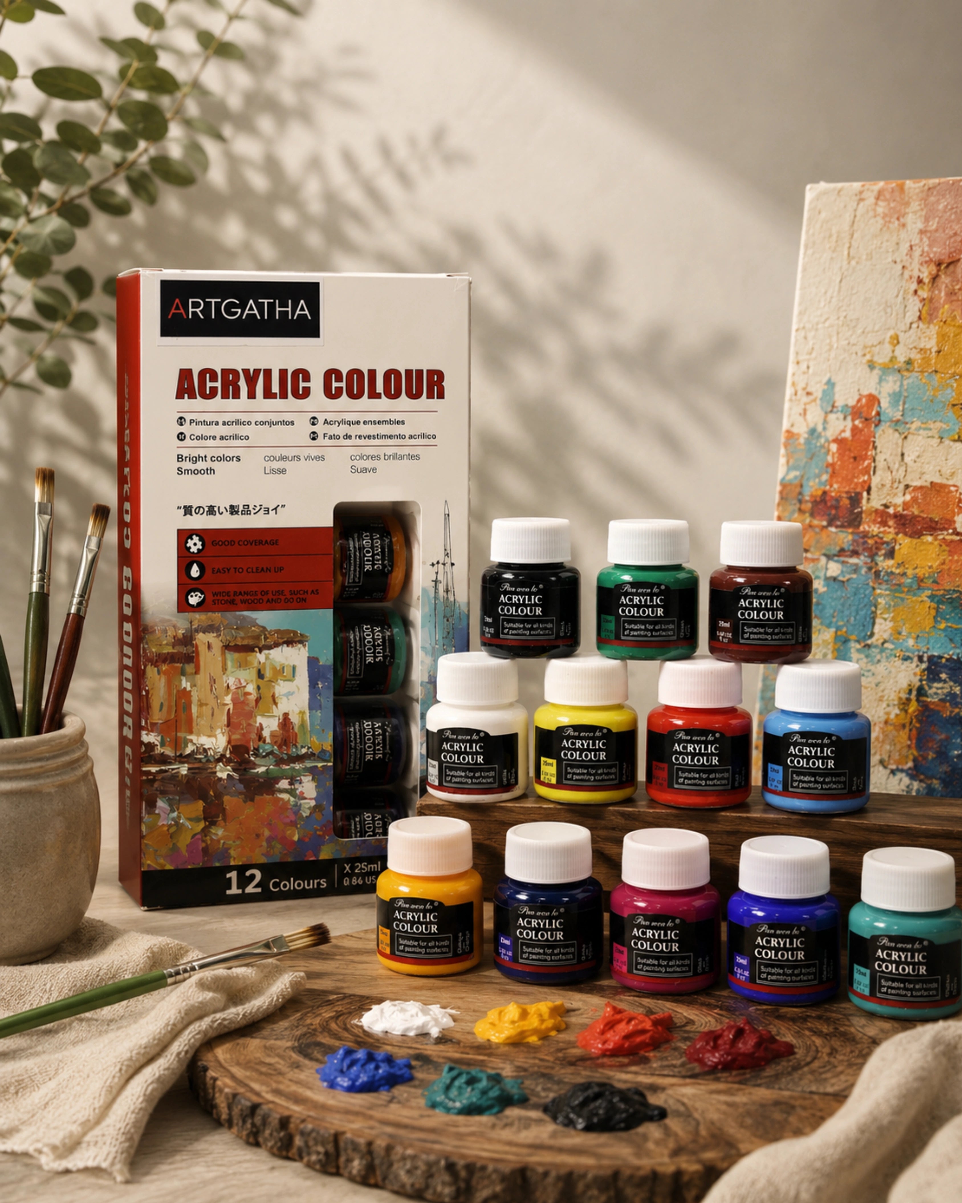 Artist Grade Acrylic Colors – Set of 12 | High Pigment Professional Paints