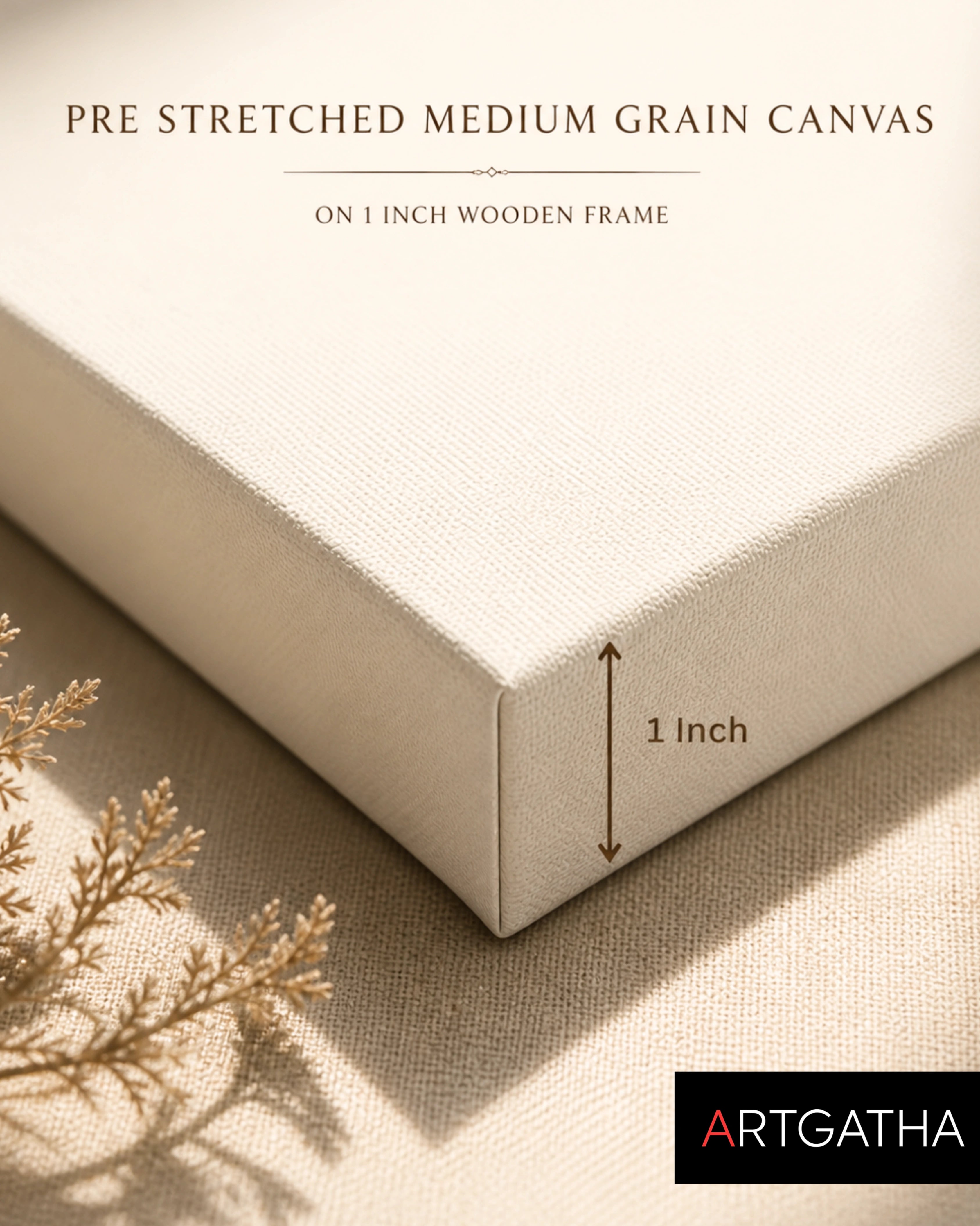 Professional Pre-Stretched Canvas with Solid Wood Floating Frame | 380 GSM (11 Oz), 100% Cotton, Artist Grade | Multiple Sizes