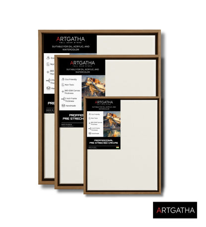 Professional Pre-Stretched Canvas with Solid Wood Floating Frame | 380 GSM (11 Oz), 100% Cotton, Artist Grade | Multiple Sizes